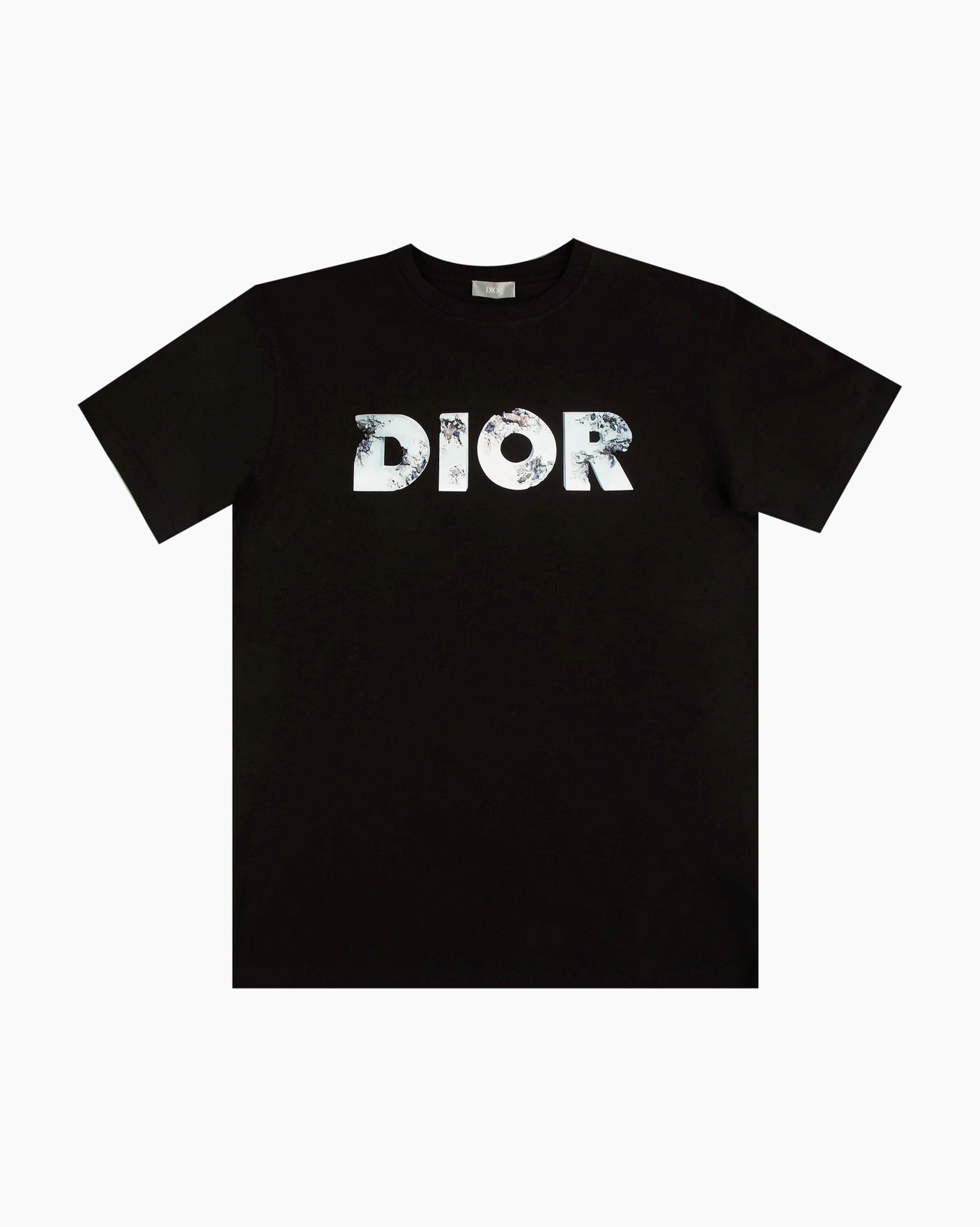 Dior T-Shirt - Dior X Daniel Arsham Eroded Logo 3D Print - Black