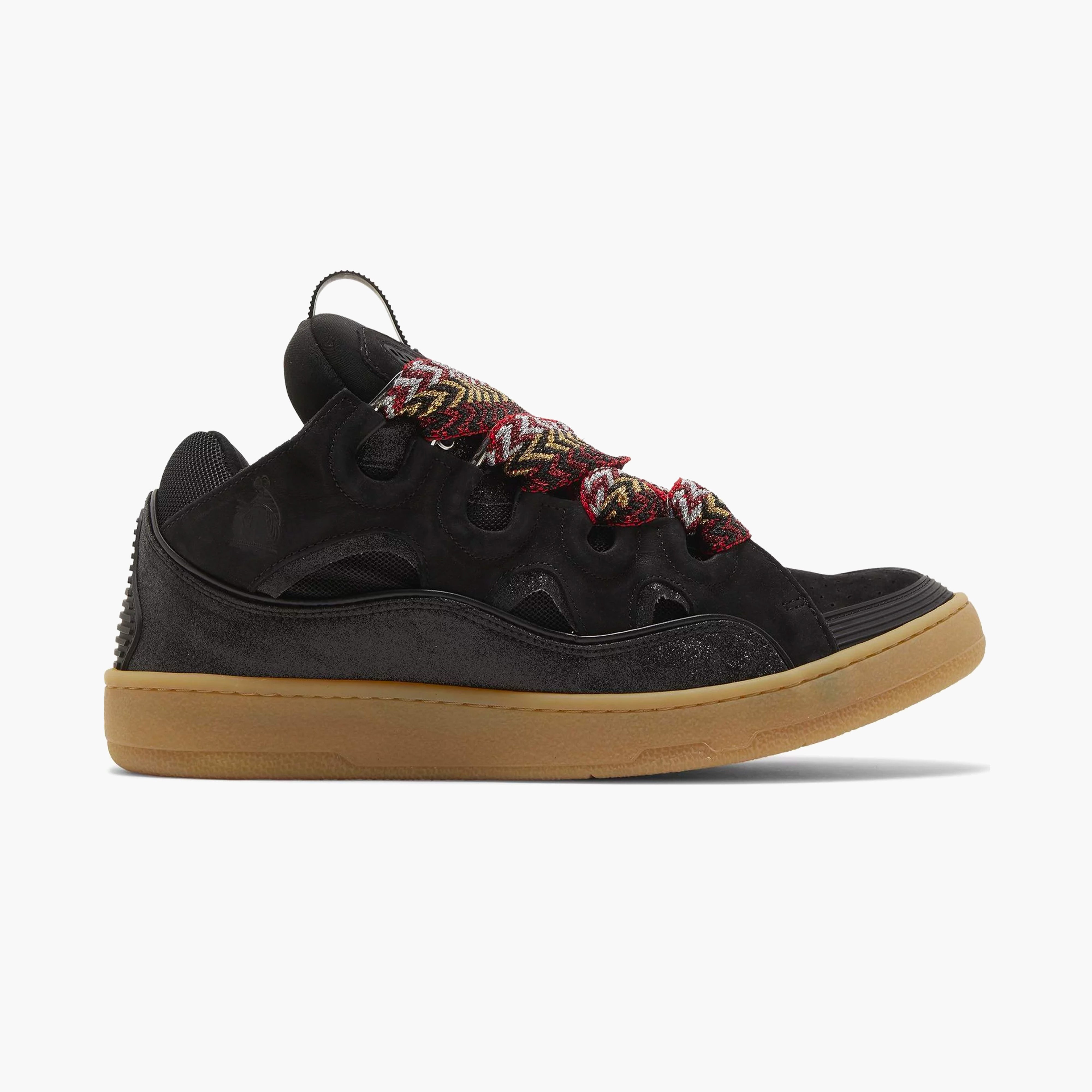 Lanvin Leather Curb Sneaker Black Gum Strap