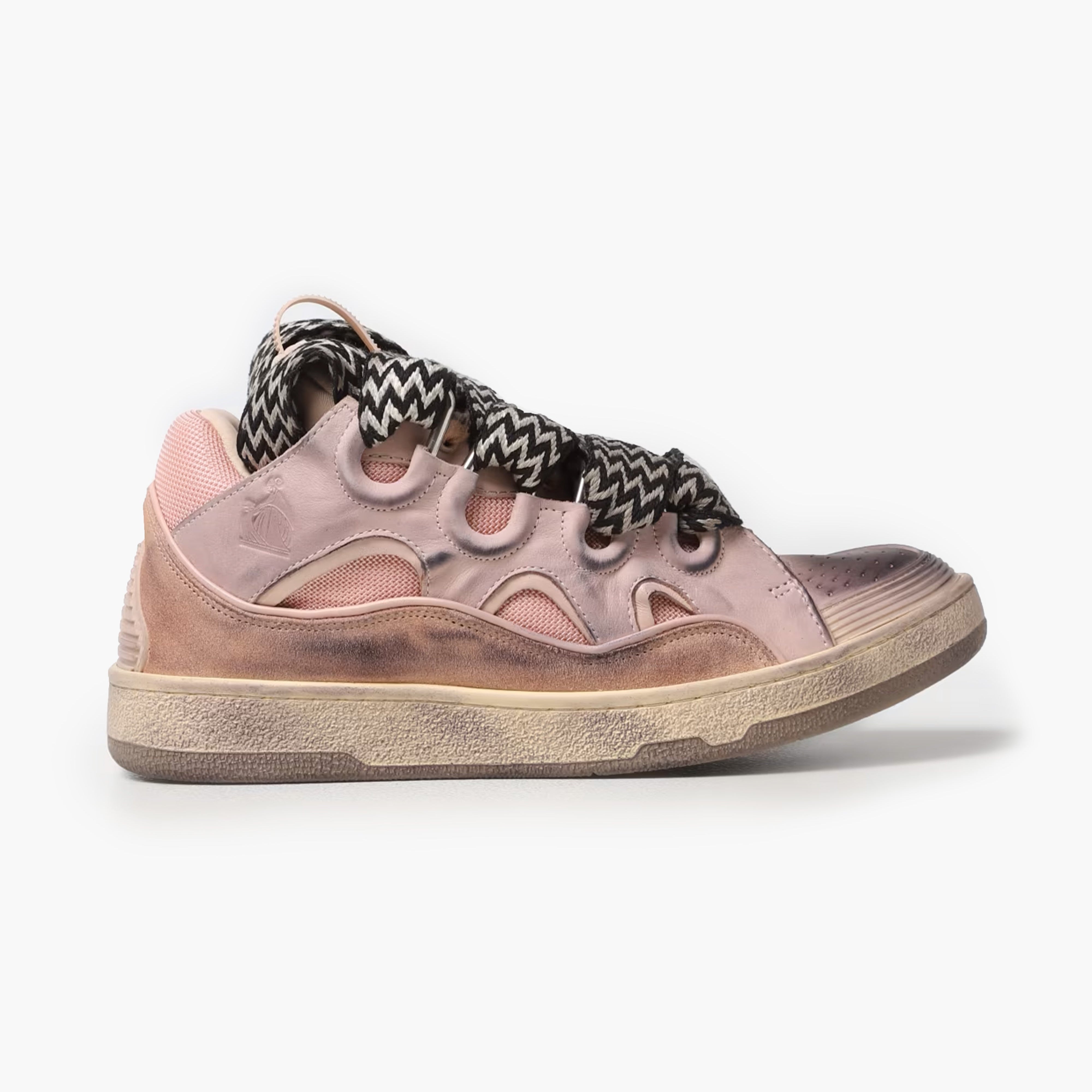 Lanvin Leather Curb Sneaker Vintage Pink