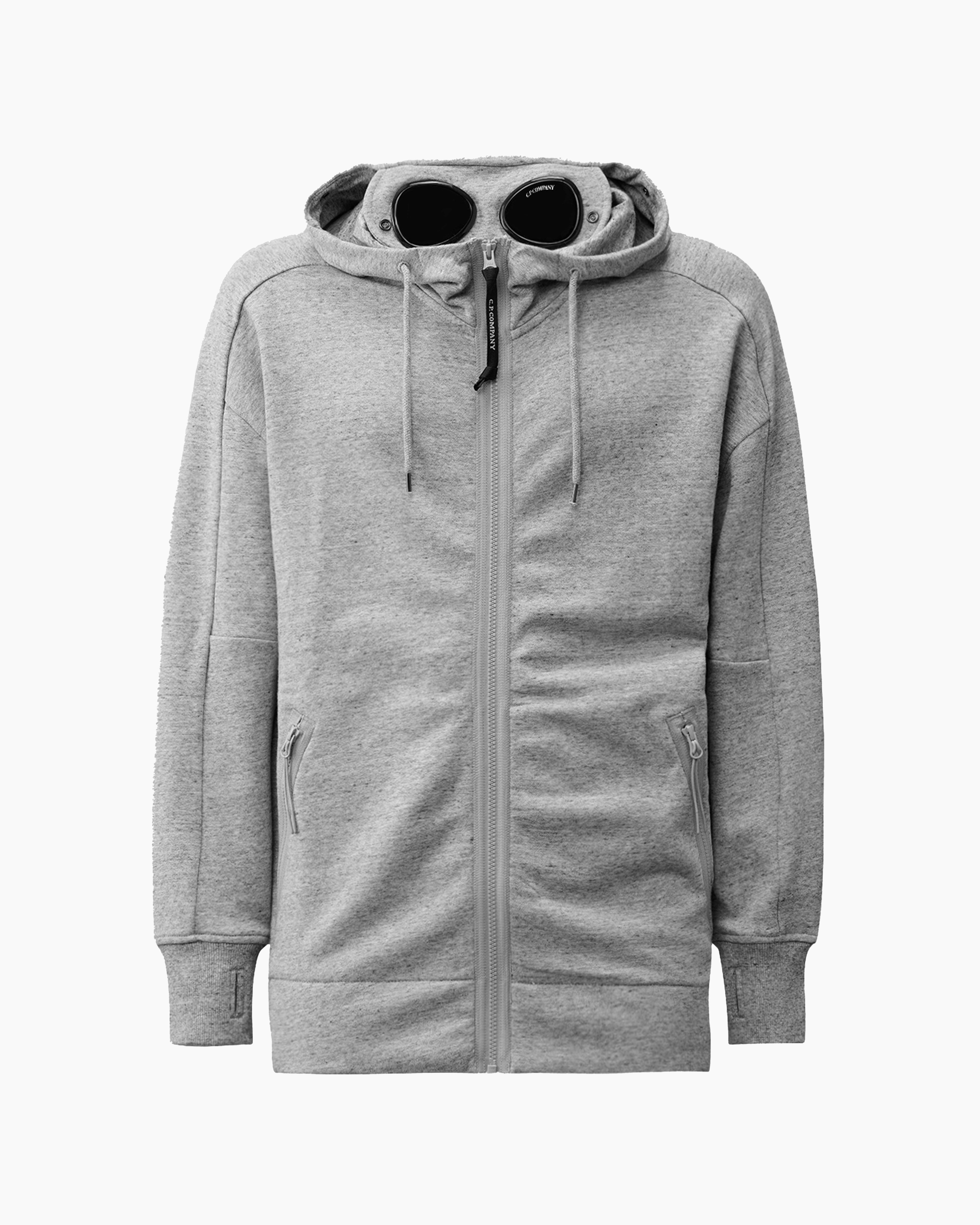 C.P Company Hoodie Zip Diagonal Raised Fleece Grey
