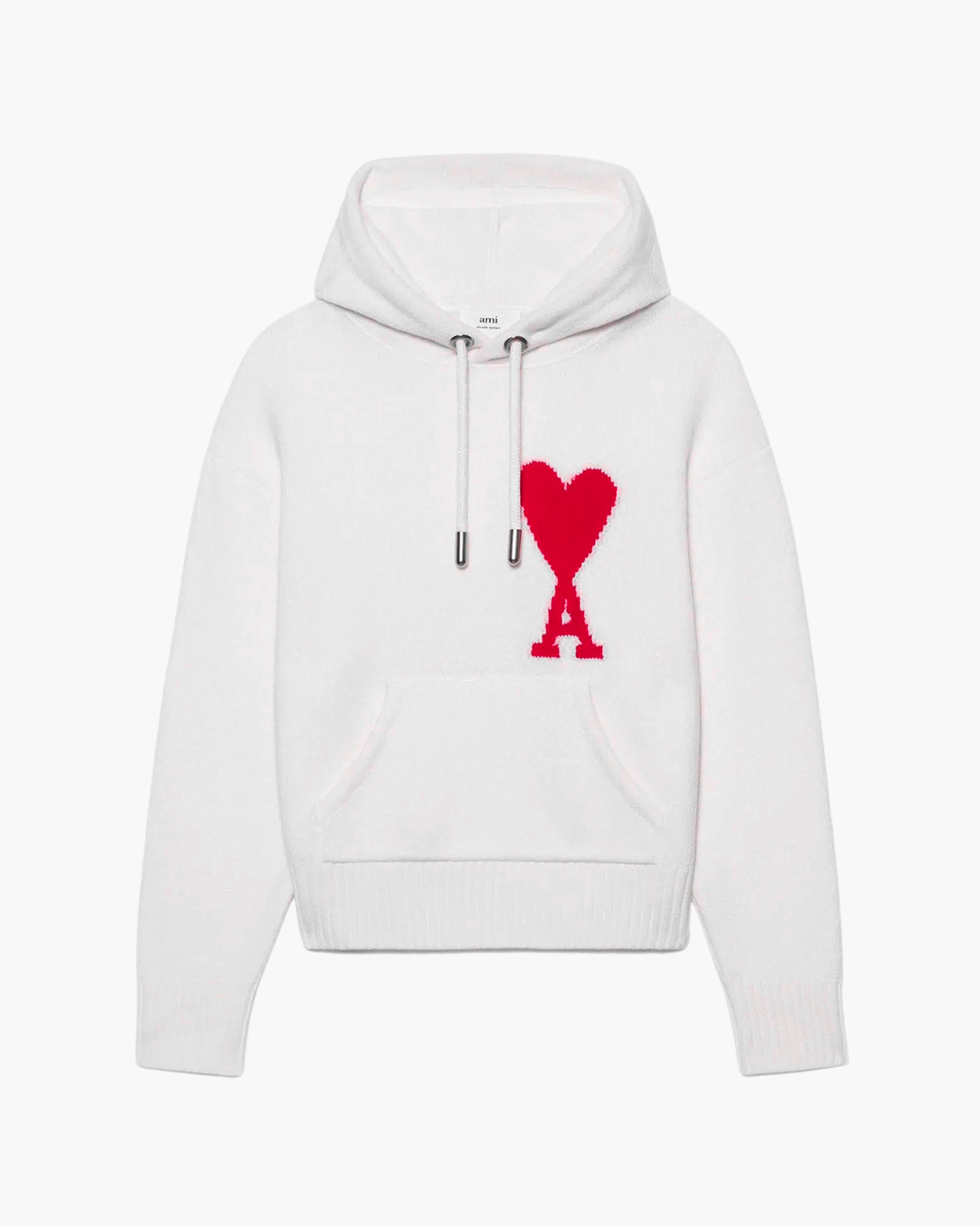 AMI Paris Hoodie met intarsia logo WHITE