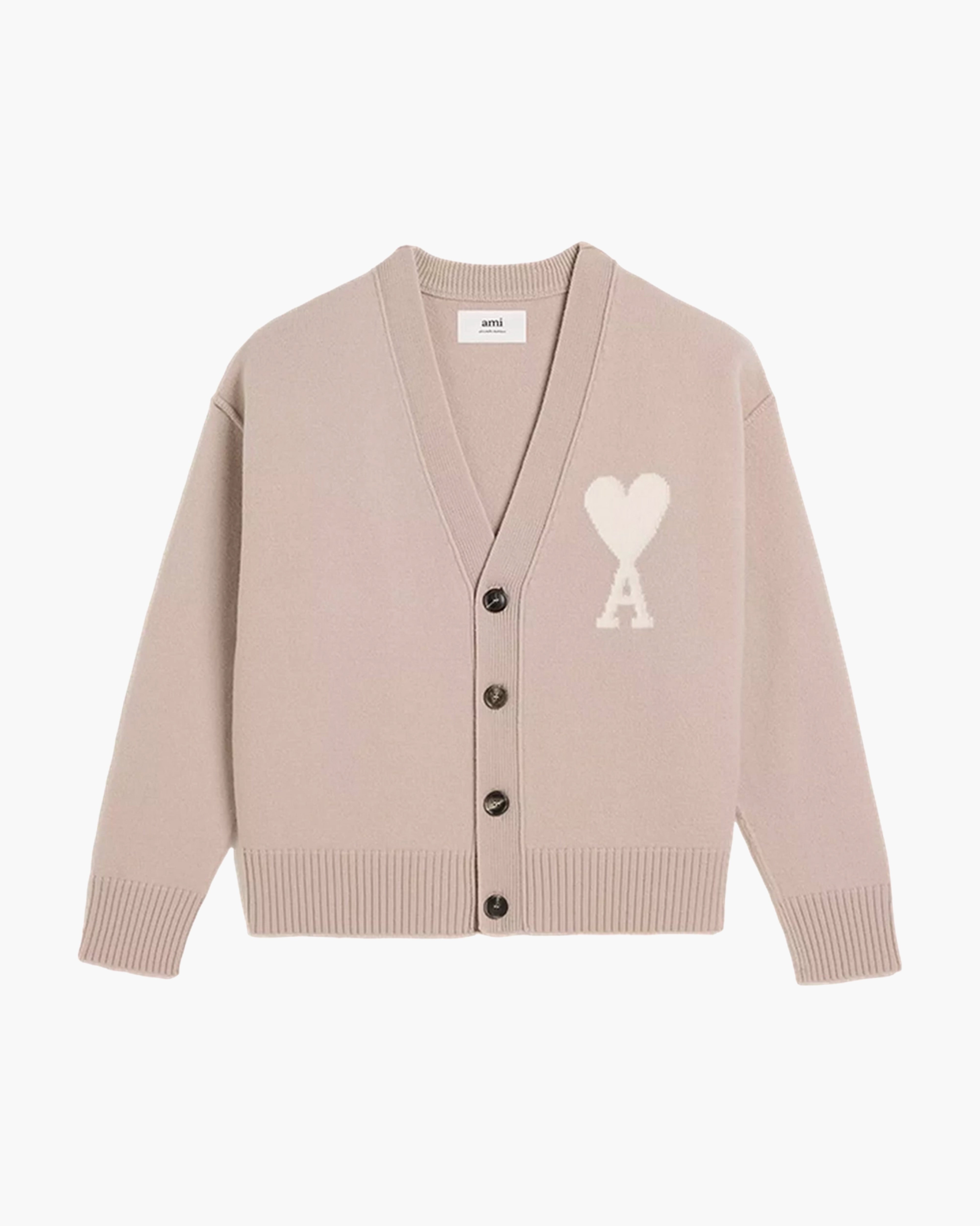 Ami Paris Cardigan Ami de Coeur Beige - Dimension Stores