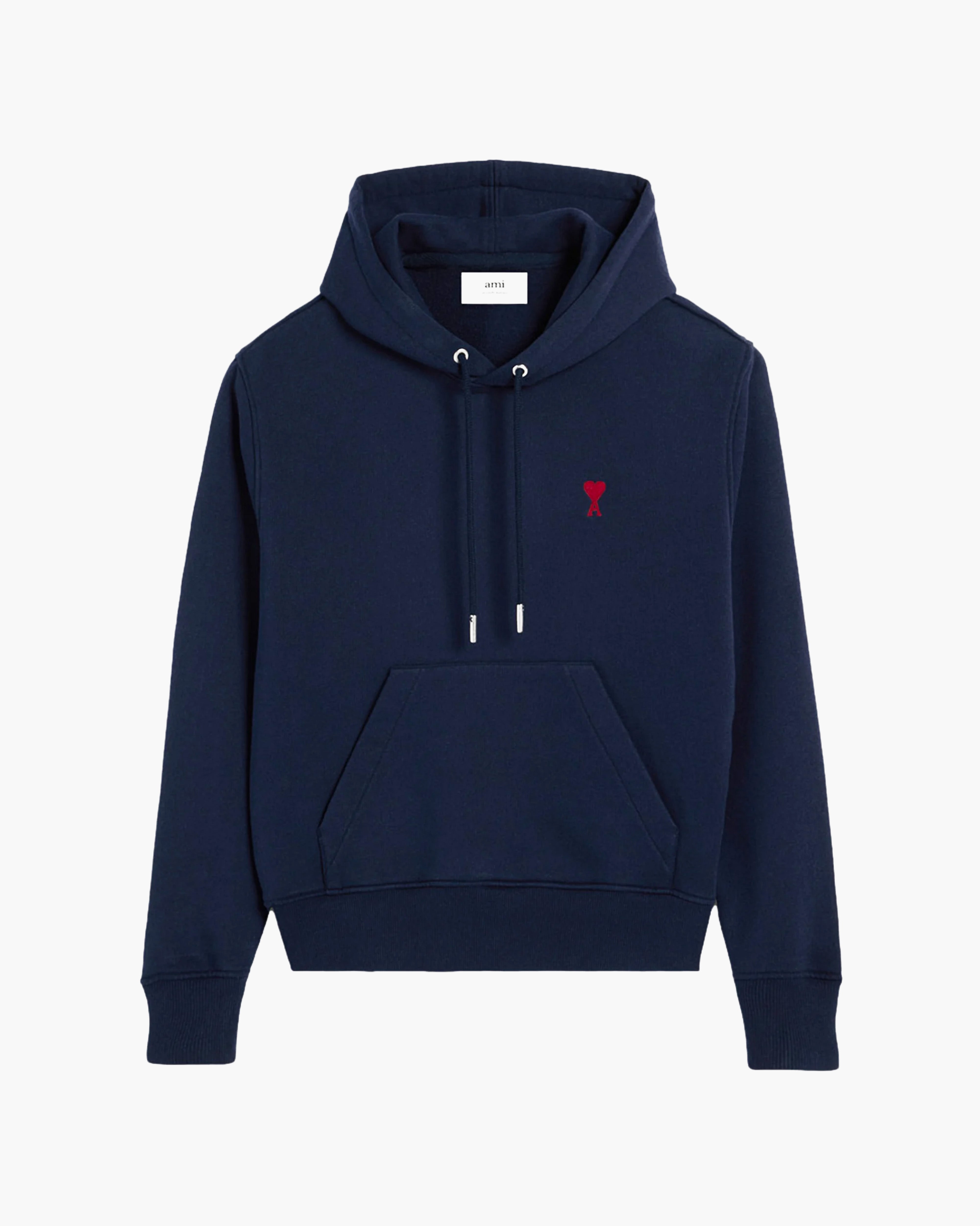 Ami Paris Red Ami De Coeur Hoodie Bleu Nuit
