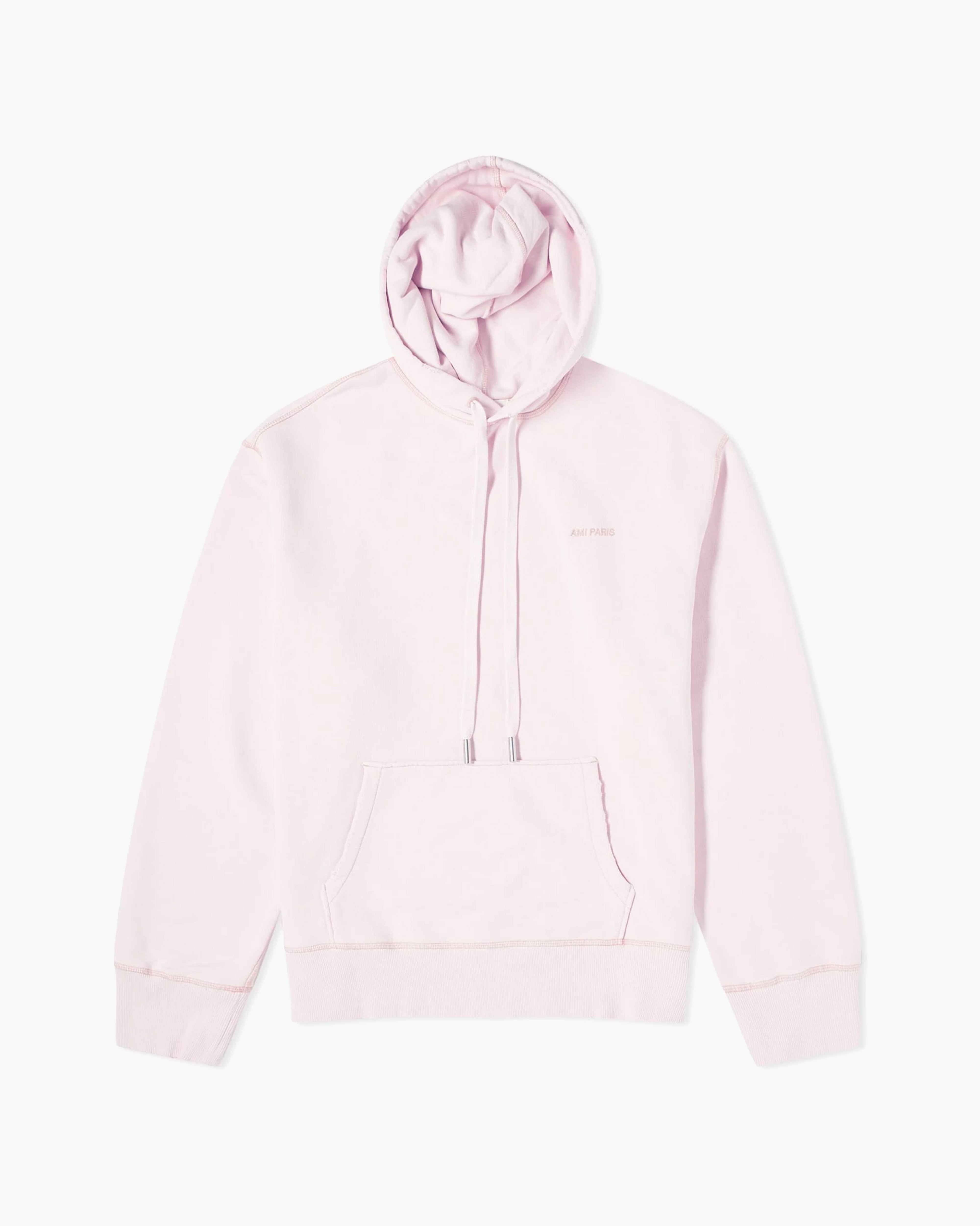 Ami Paris Hoodie Logo Brodé Rose Clair - Dimension Stores