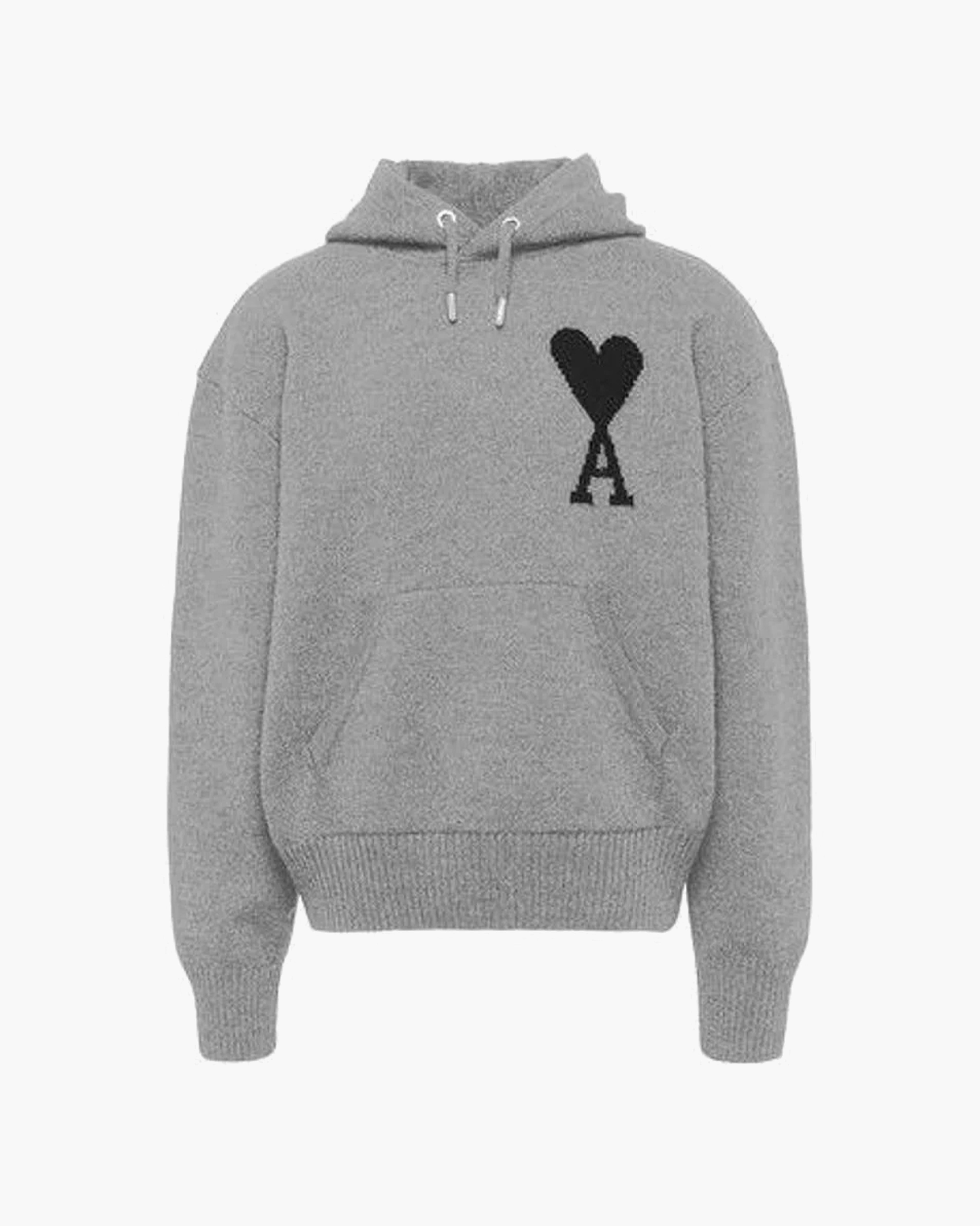 AMI ADC HOODIE GREY COEUR BLACK