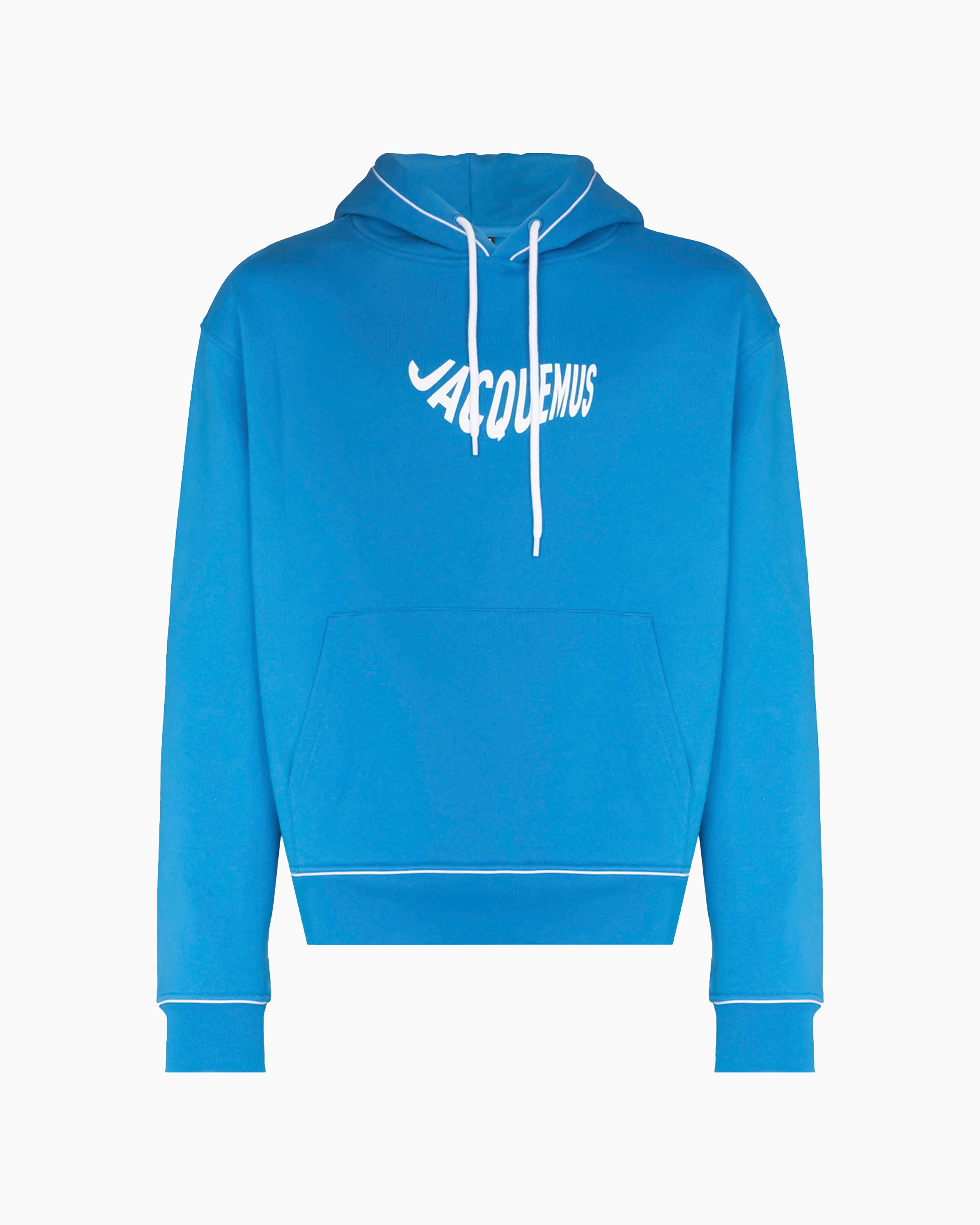 Jacquemus Hoodie - Le Sweatshirt Vague Print Wave Logo - Blue