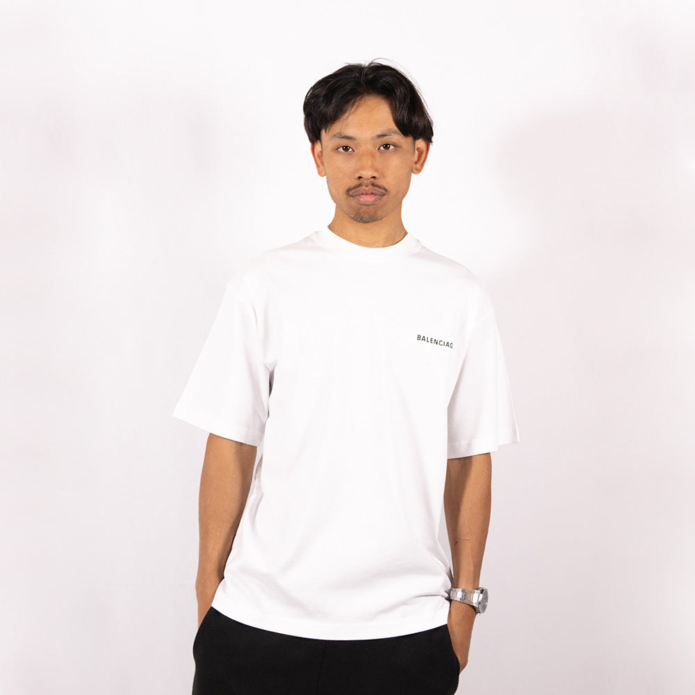 Balenciaga T-Shirt Back Logo Blanc