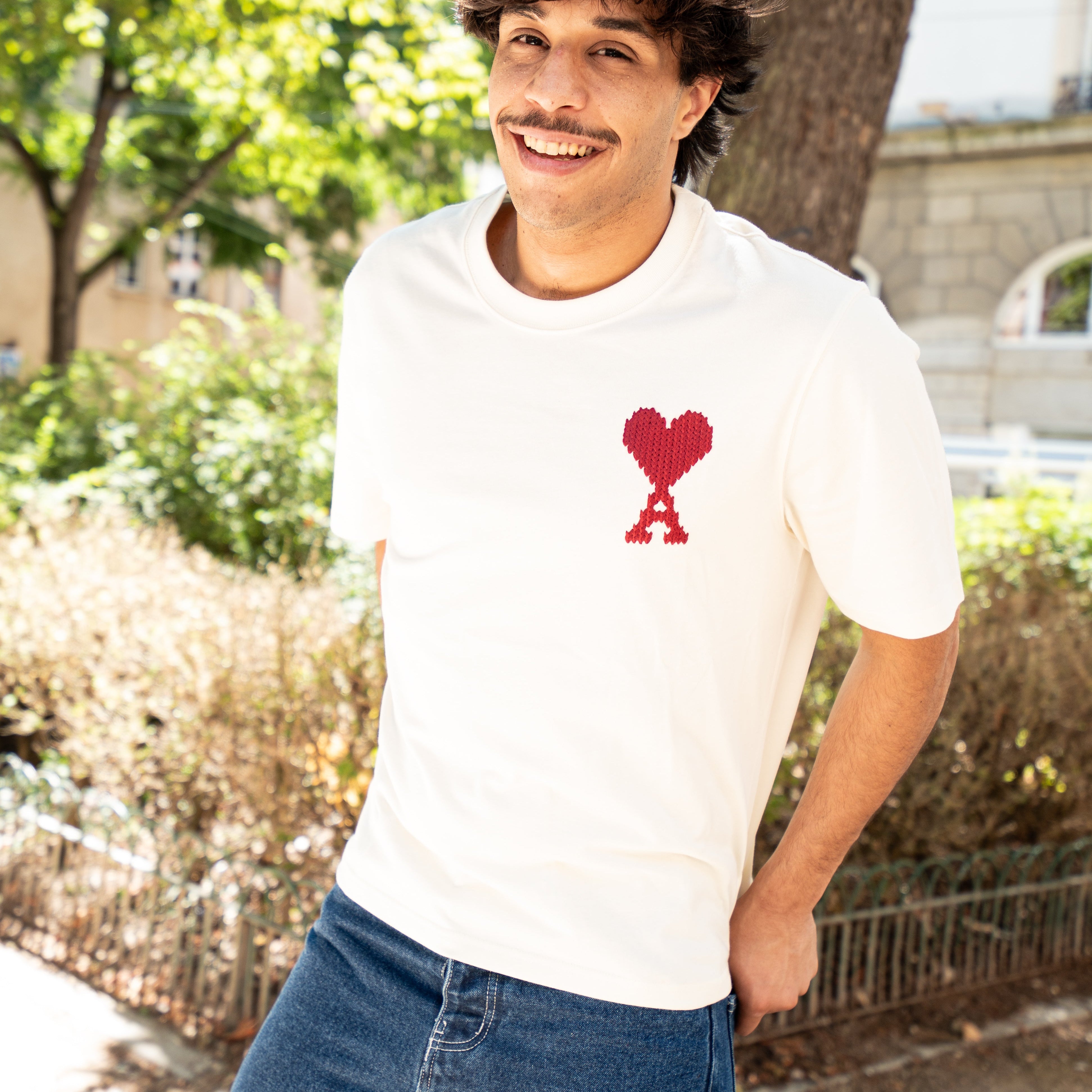 Ami De Coeur Rouge T-shirt Blanc En Coton