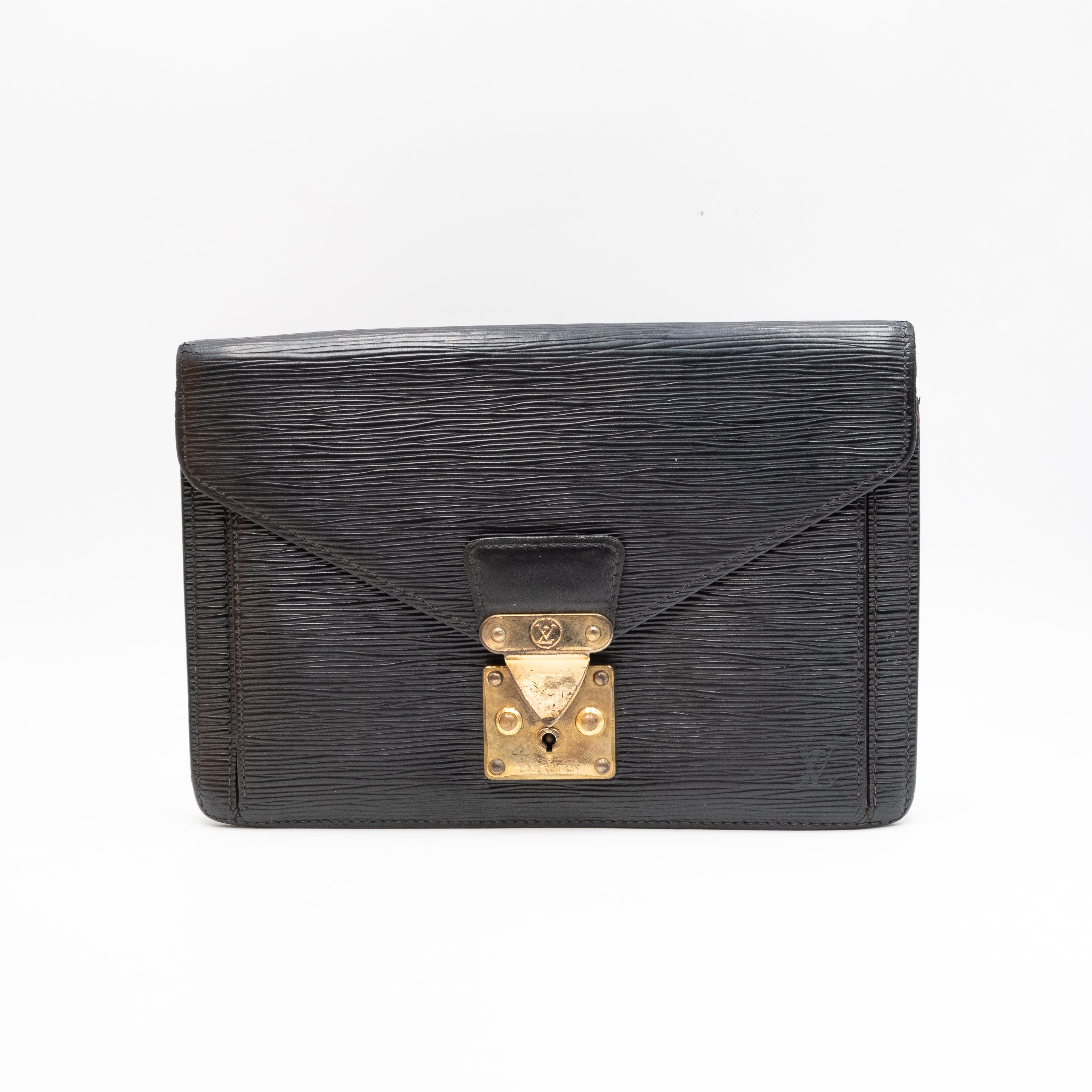Louis Vuitton Sac Sellier Pochette avec Dragonne Cuir Epi Noir