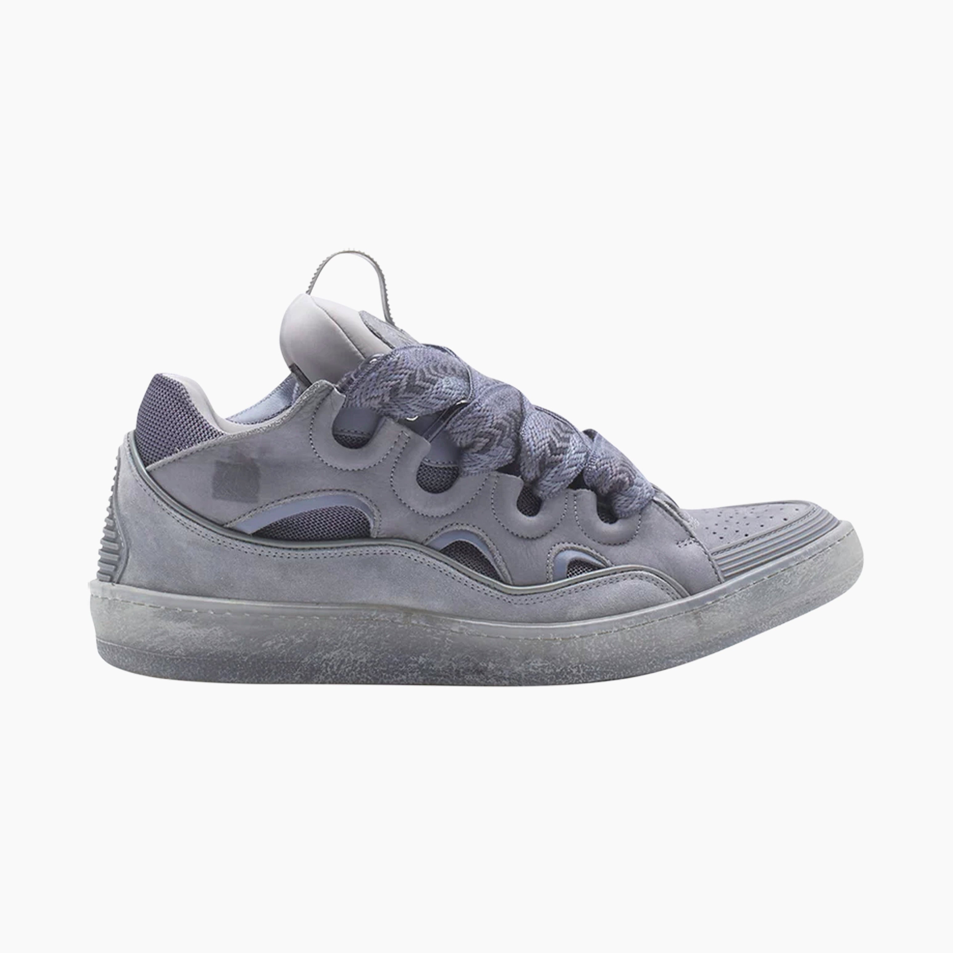 Lanvin Leather Curb Sneaker Light Grey