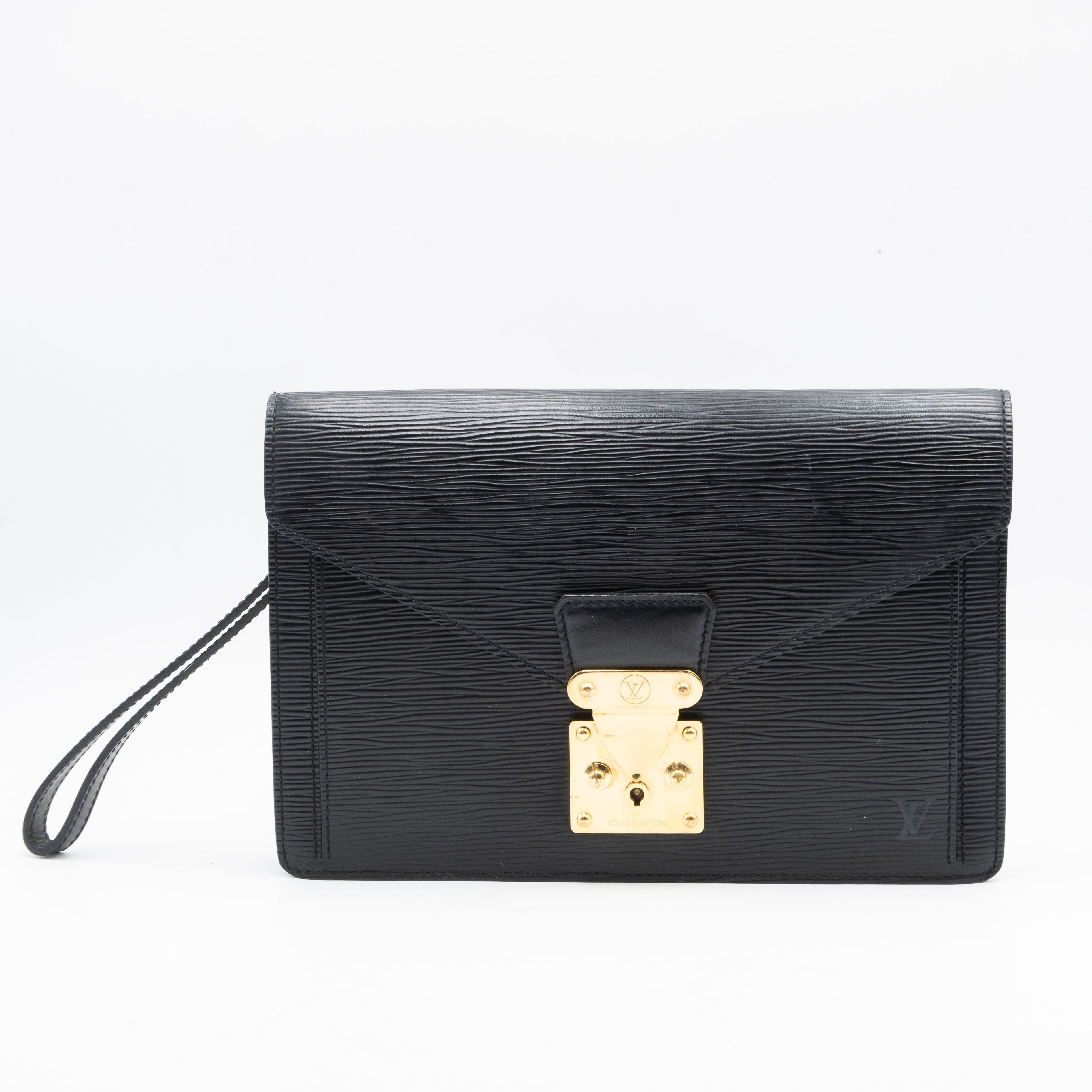 Louis Vuitton Sac Sellier Pochette avec Dragonne Cuir Epi Noir