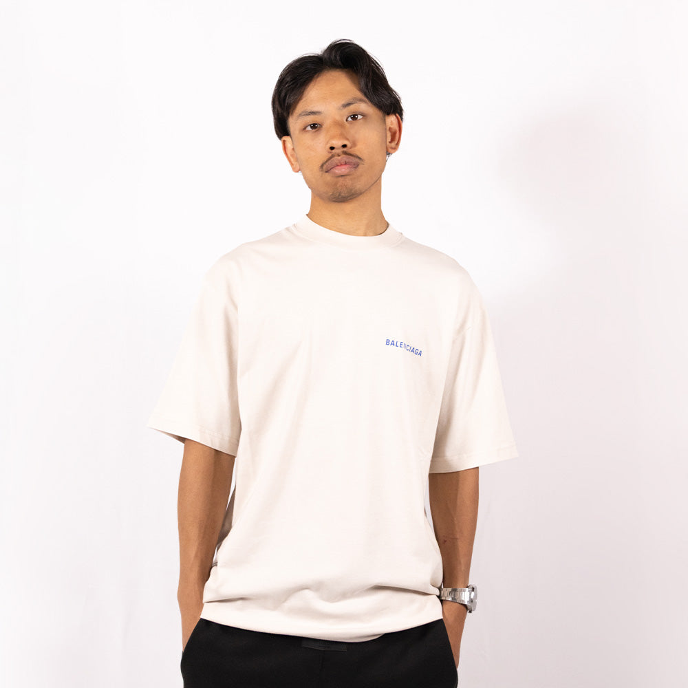 Balenciaga T-Shirt Back Logo Crème