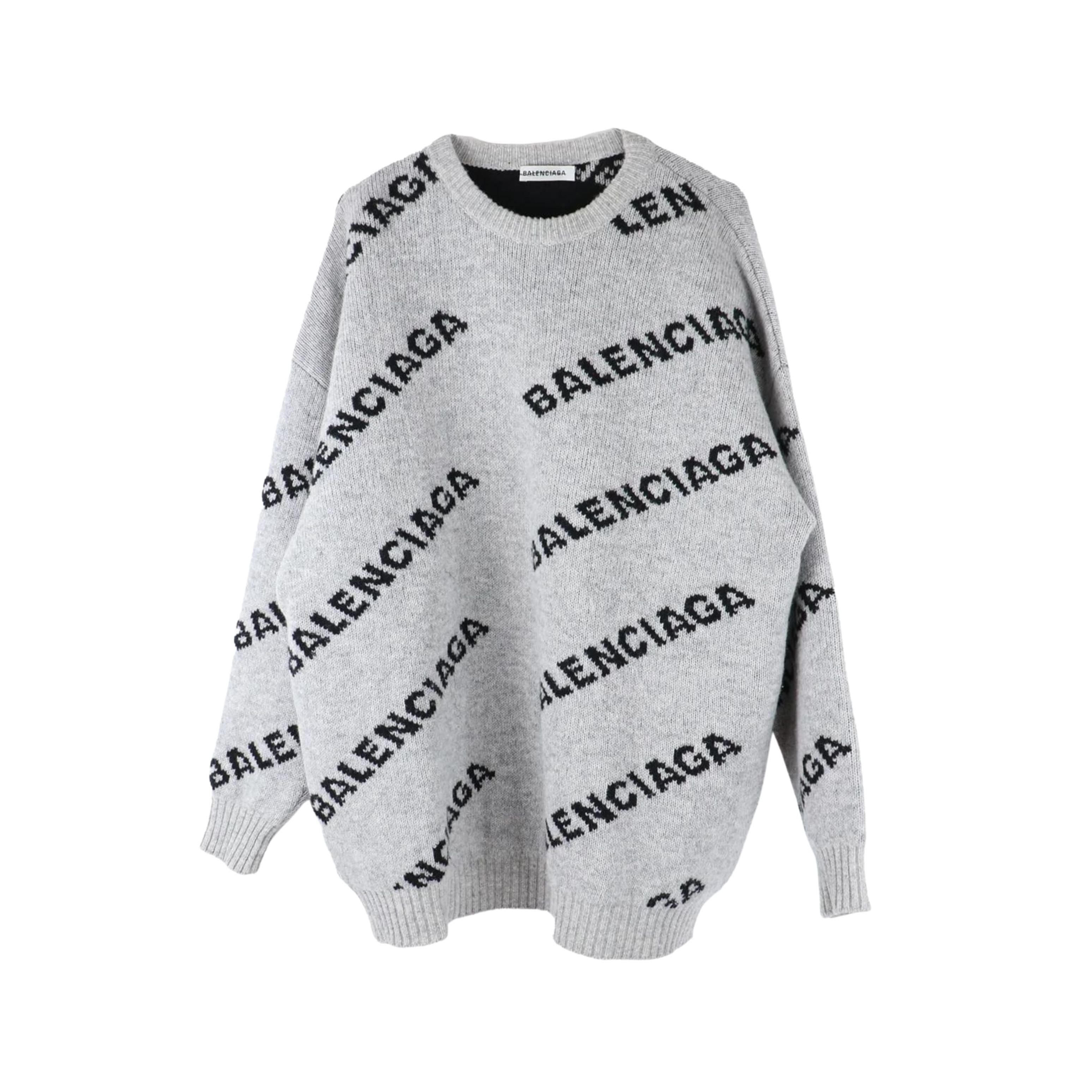 Balenciaga Intarsia Logo Sweater Gray