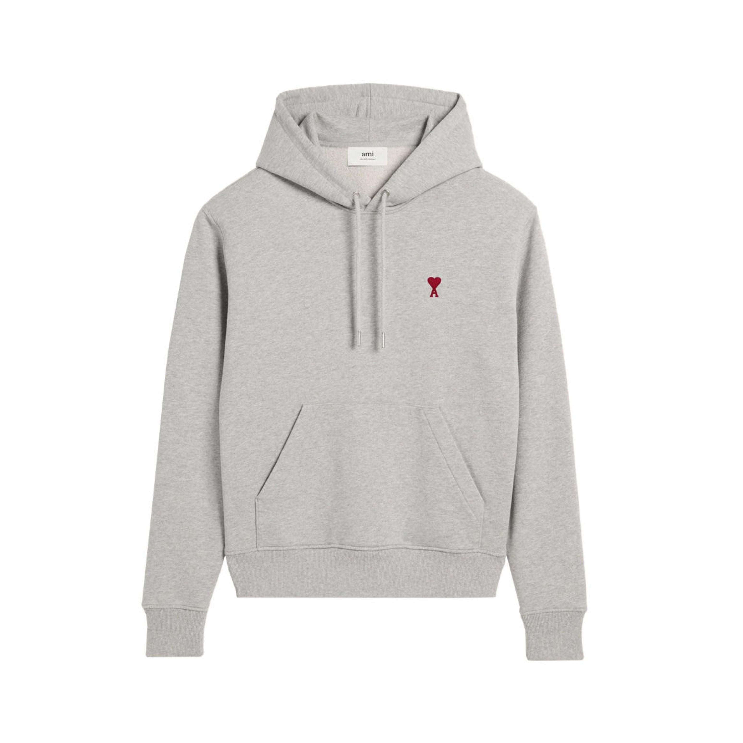 Ami Paris Hoodie Gris Ami de Coeur Rouge