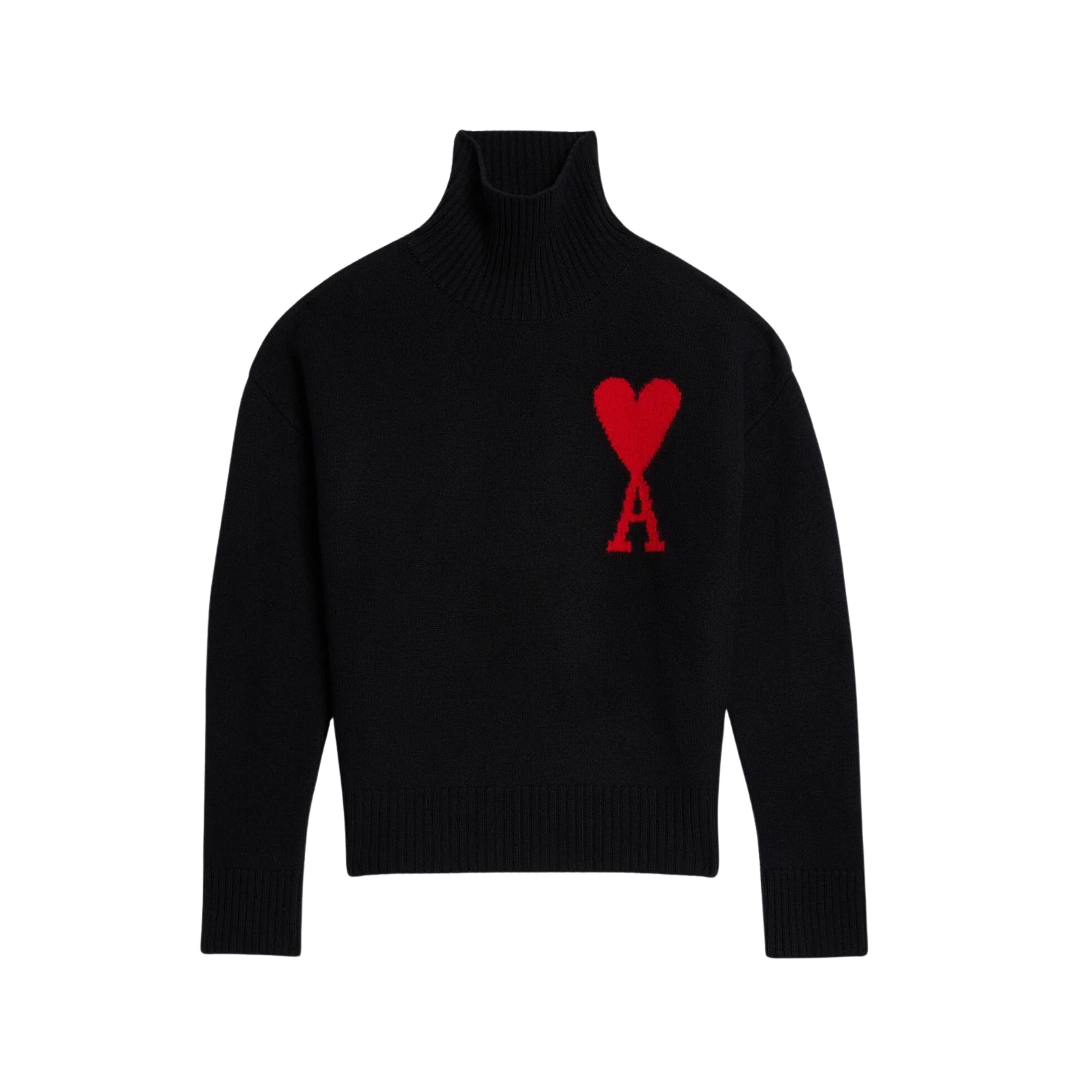 Ami Paris Pull à col cheminée Rouge Noir