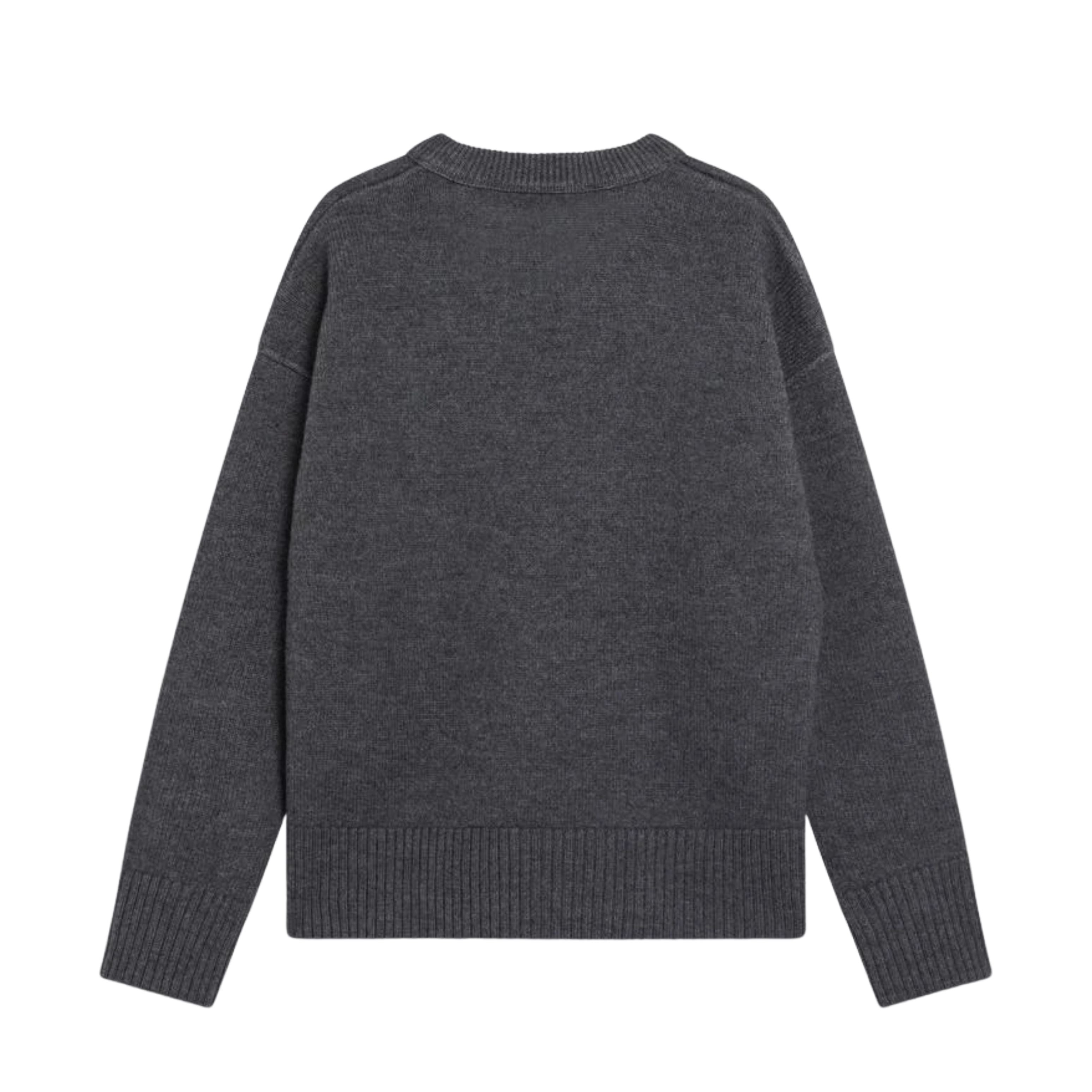 Ami Paris Pull Crewneck Gris Amin de Coeur Rouge