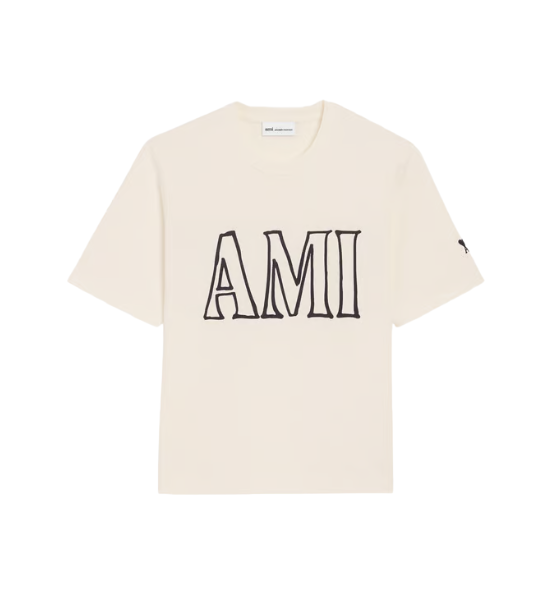 Ami Paris T-shirt Crème Logo