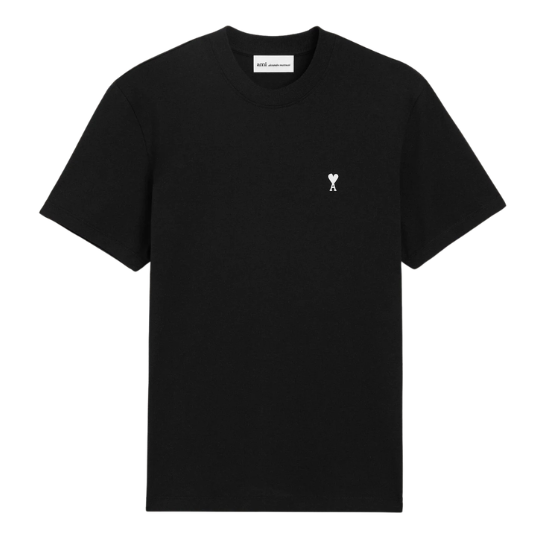 Ami Paris T-shirt Noir De Coeur Blanc