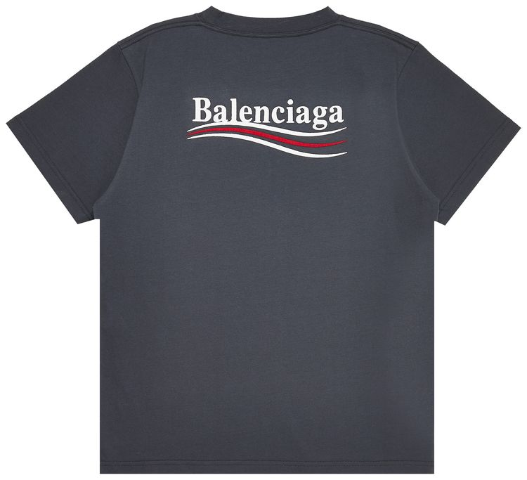 Balenciaga T-Shirt Political Campaign Logo Brodé Gris