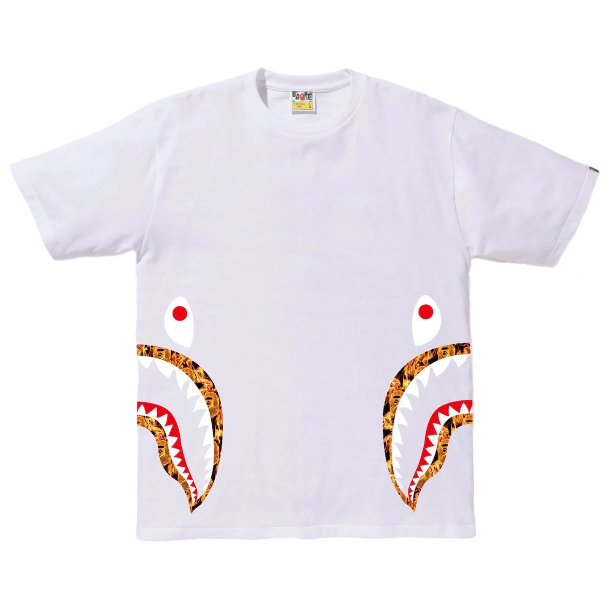 A Bathing Ape Bape Flame Side Shark T-Shirt White/Orange 2020