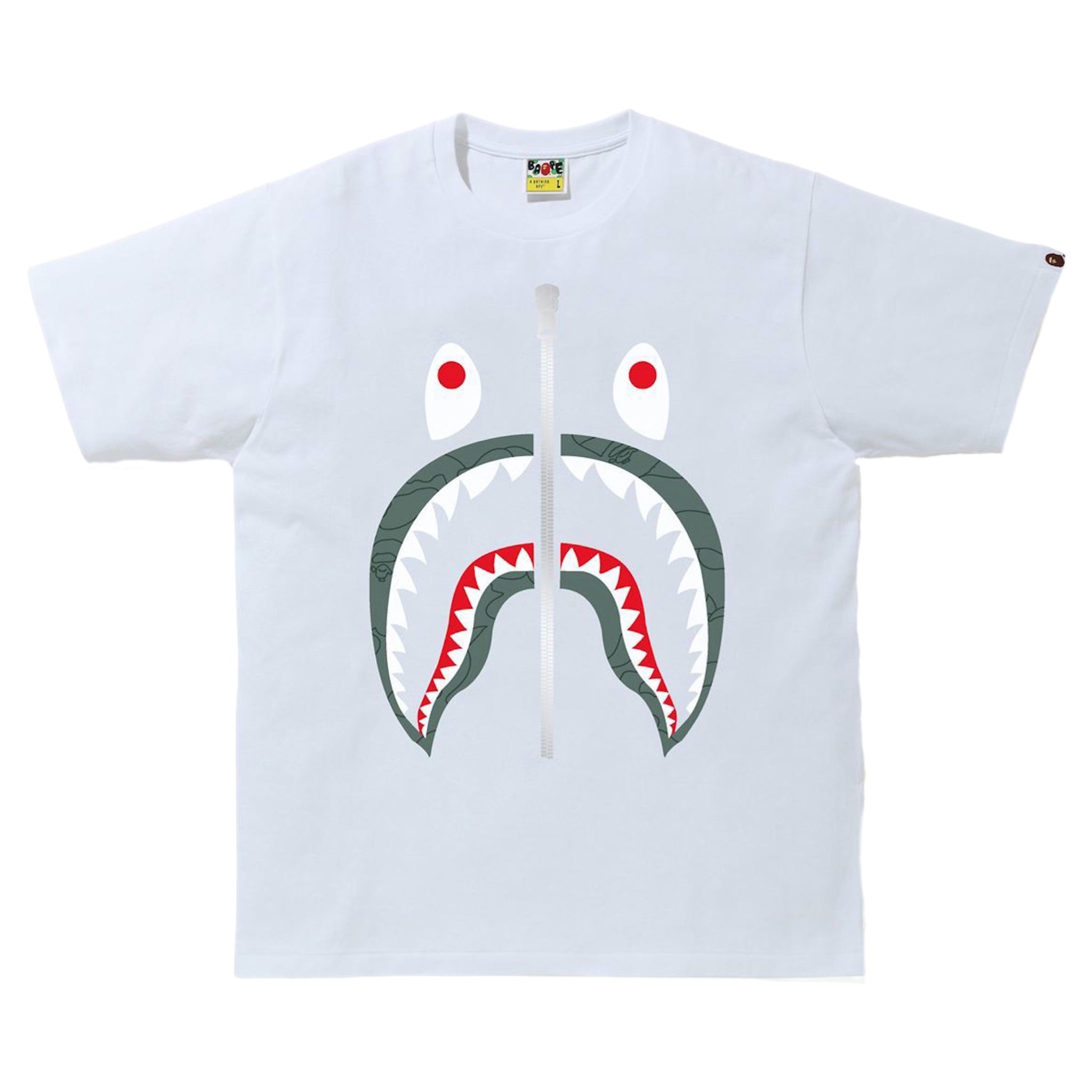 Bape Line 1st Camo Shark Tee White/Green 2021
