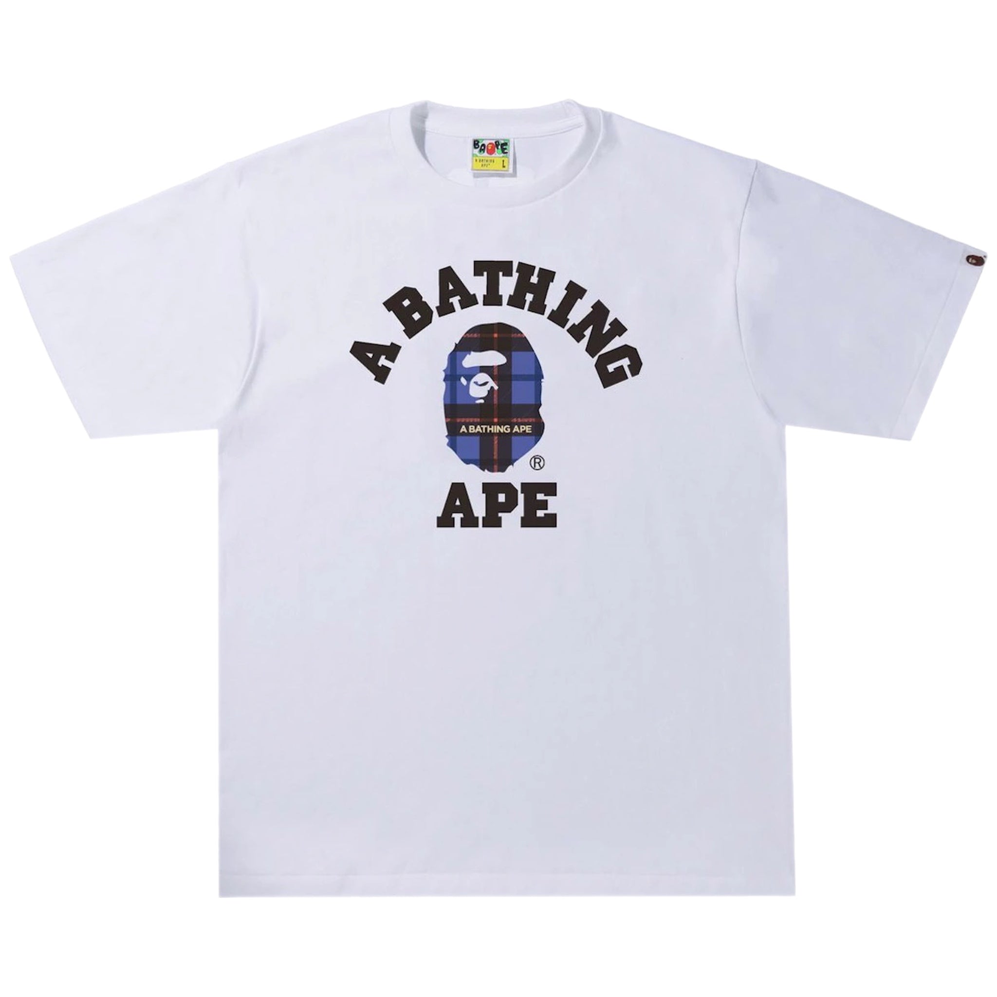 Bape Logo Check College Tee White/Blue 2022