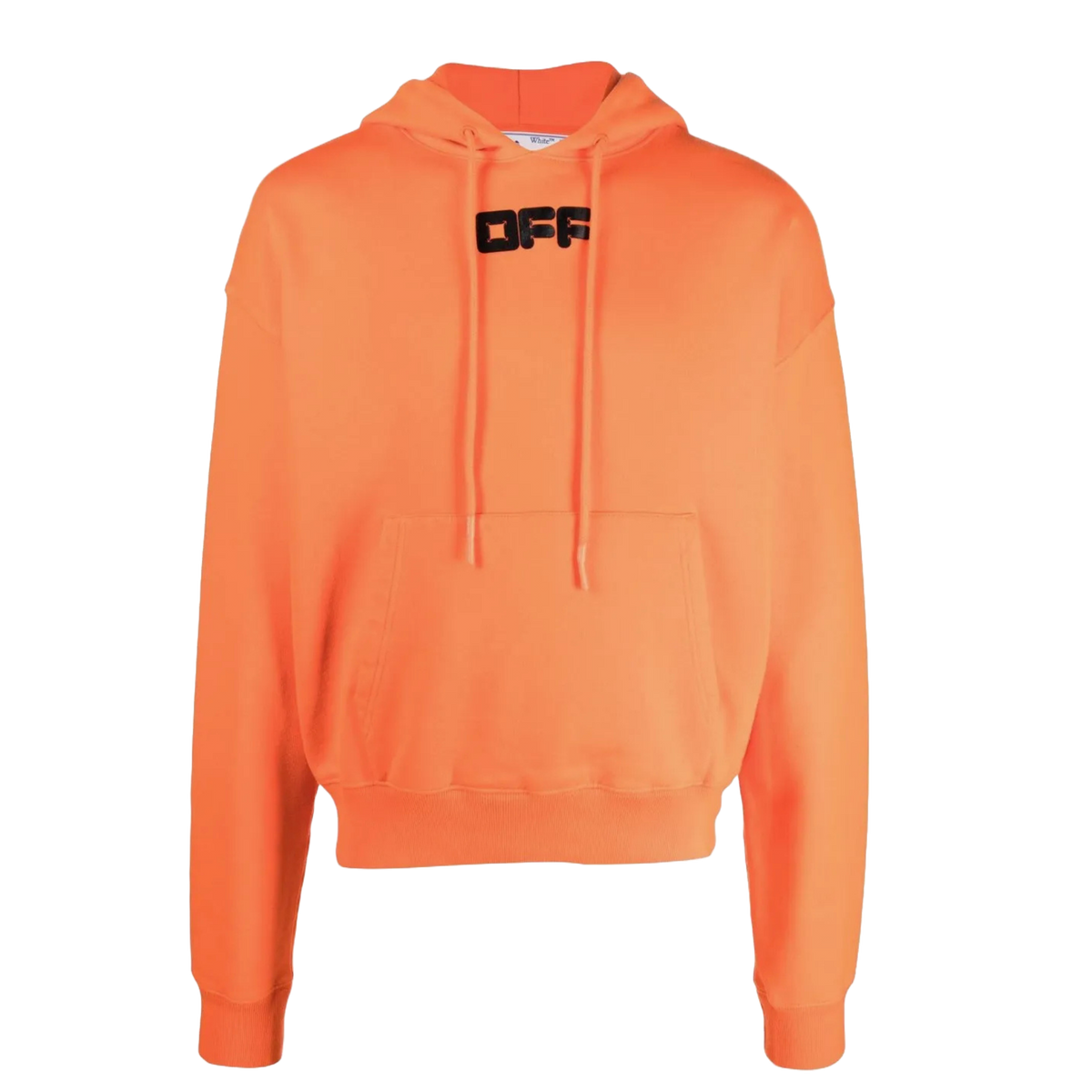 Black Logo-Print Drawstring Orange Cotton Hoodie