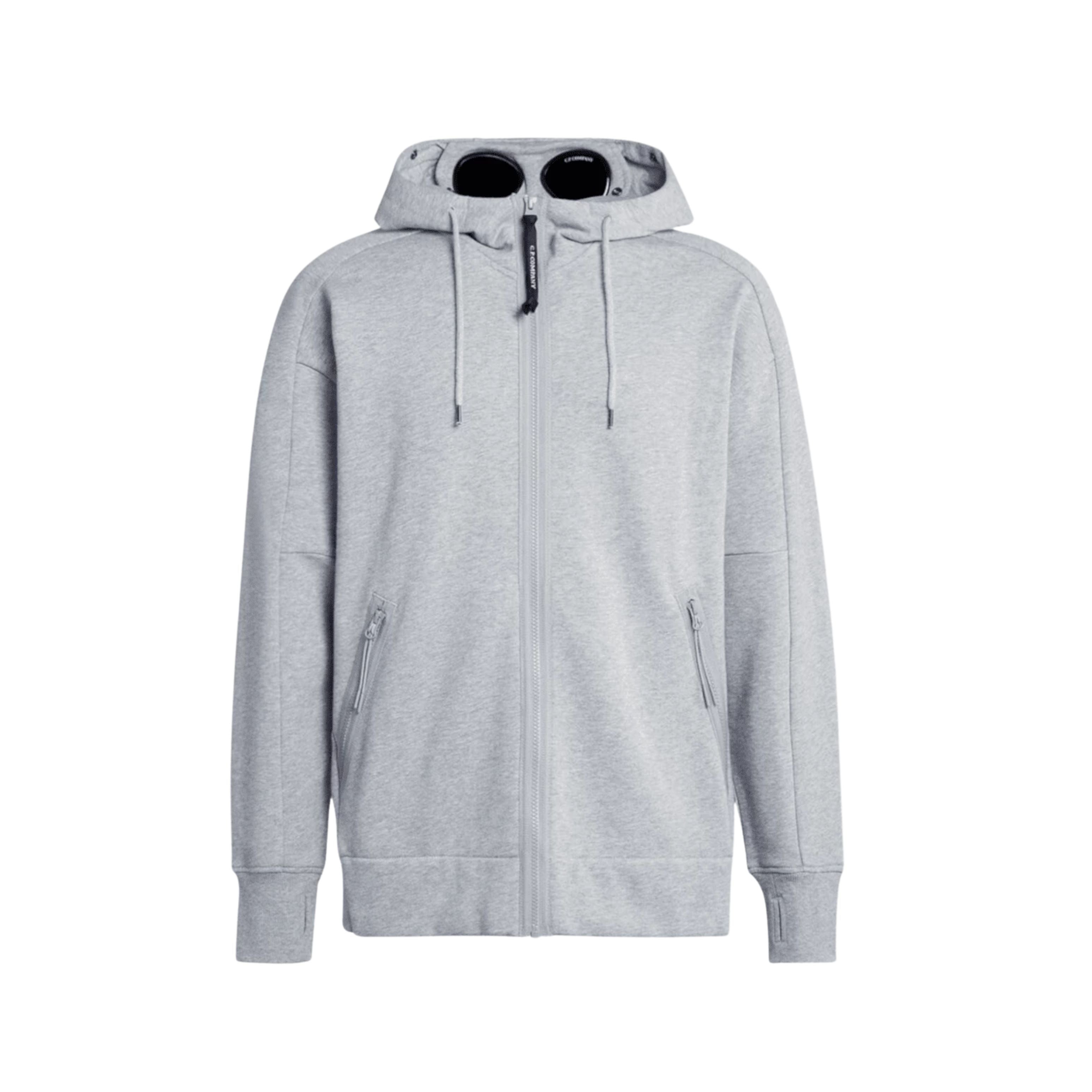 C.P. Company Pull Hoodie Diagonal Raised Zippé Gris