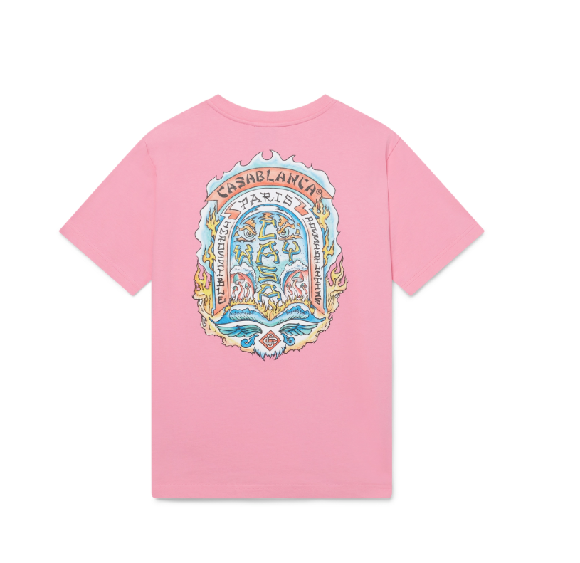 Casablanca T-shirt Casa Way Skate Rose