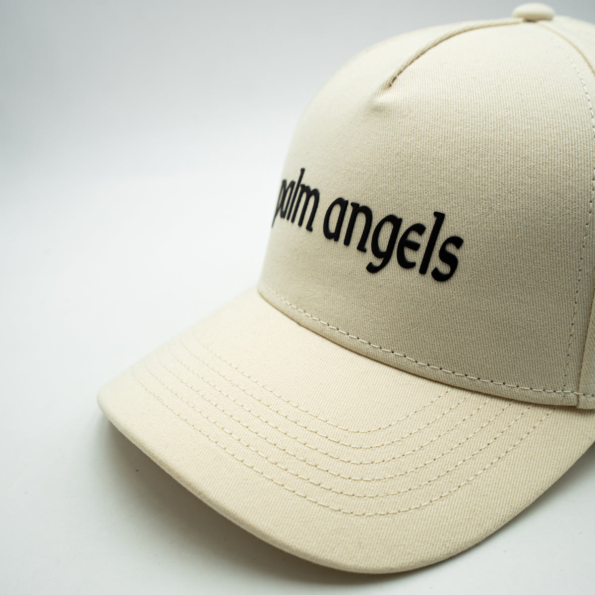Casquette Palm Angels Blanc Logo Brodé Noir