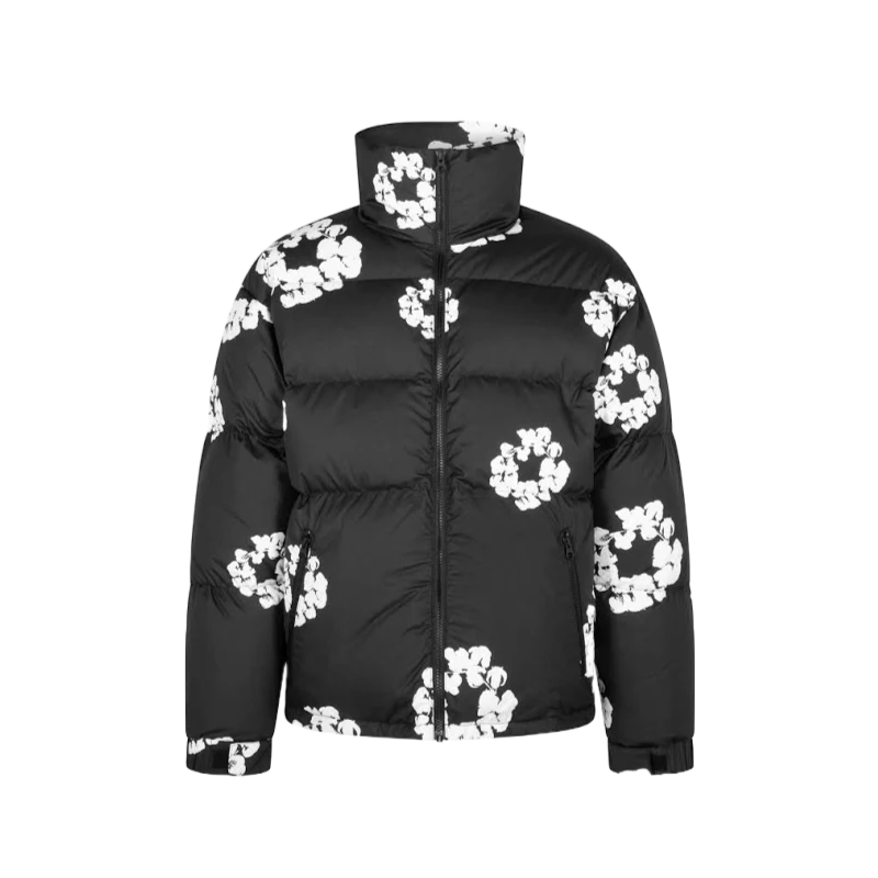 Denim Tears Cotton Wreath Puffer Jacket Noir