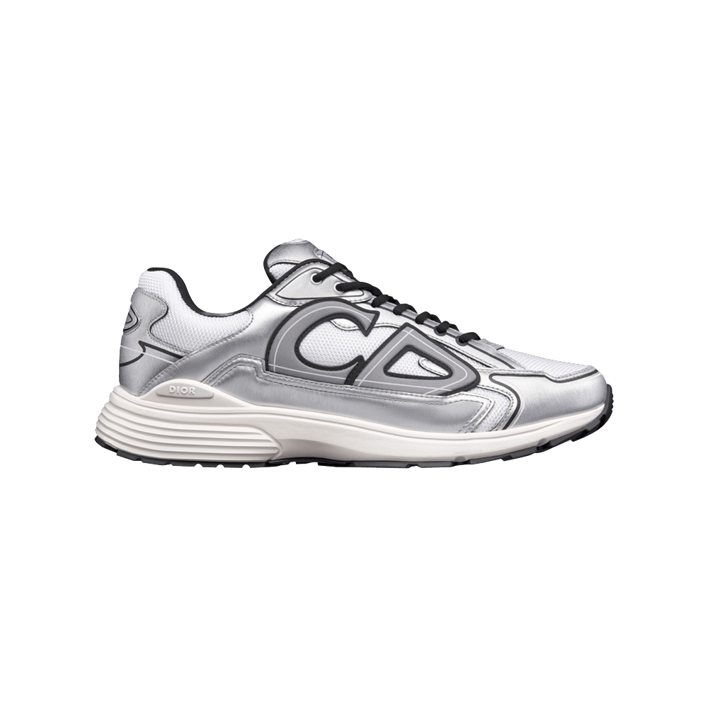 Dior B30 White Mesh Silver-Tone Metallic Calfskin