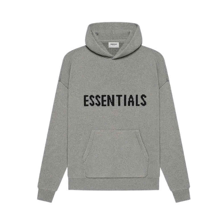Essentials Hoodie En Maille Heather Oatmeal Gris