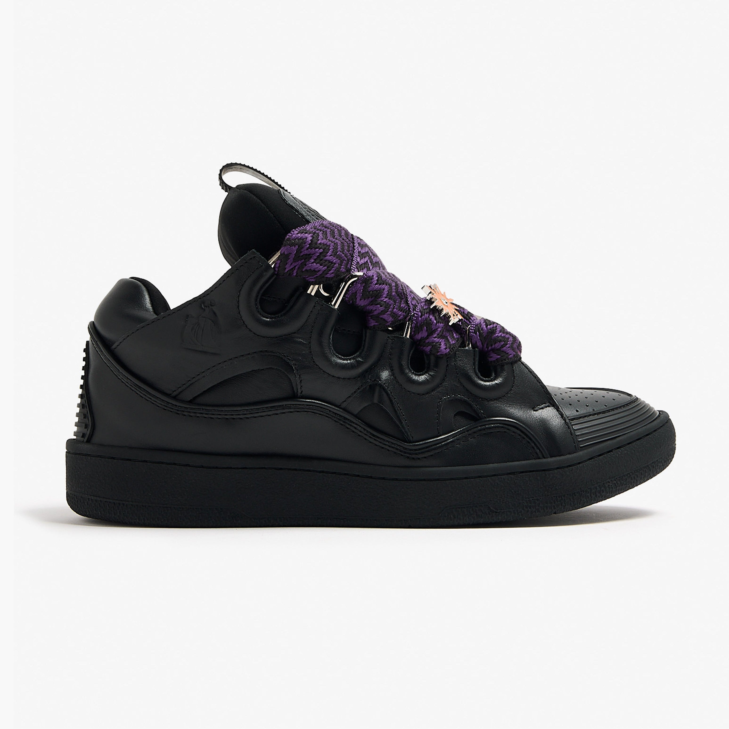 Lanvin Leather Curb Sneaker Triple Black