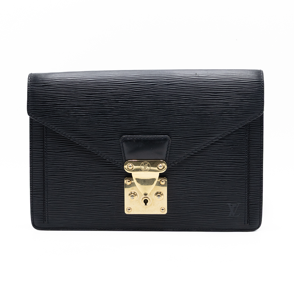 Louis Vuitton Pouch Bag with Epi Leather Wrist Strap Black