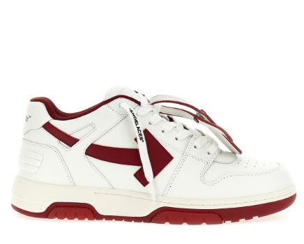 OFF WHITE White Bordeaux `Out Of Office Calf Leather` Sneakers
