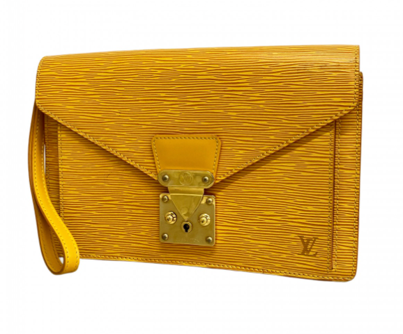 Pochette Louis Vuitton Sellier Dragonne Épi jaune Tassili
