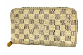 Portefeuille Louis Vuitton Damier Azur Zippy Organizer blanc