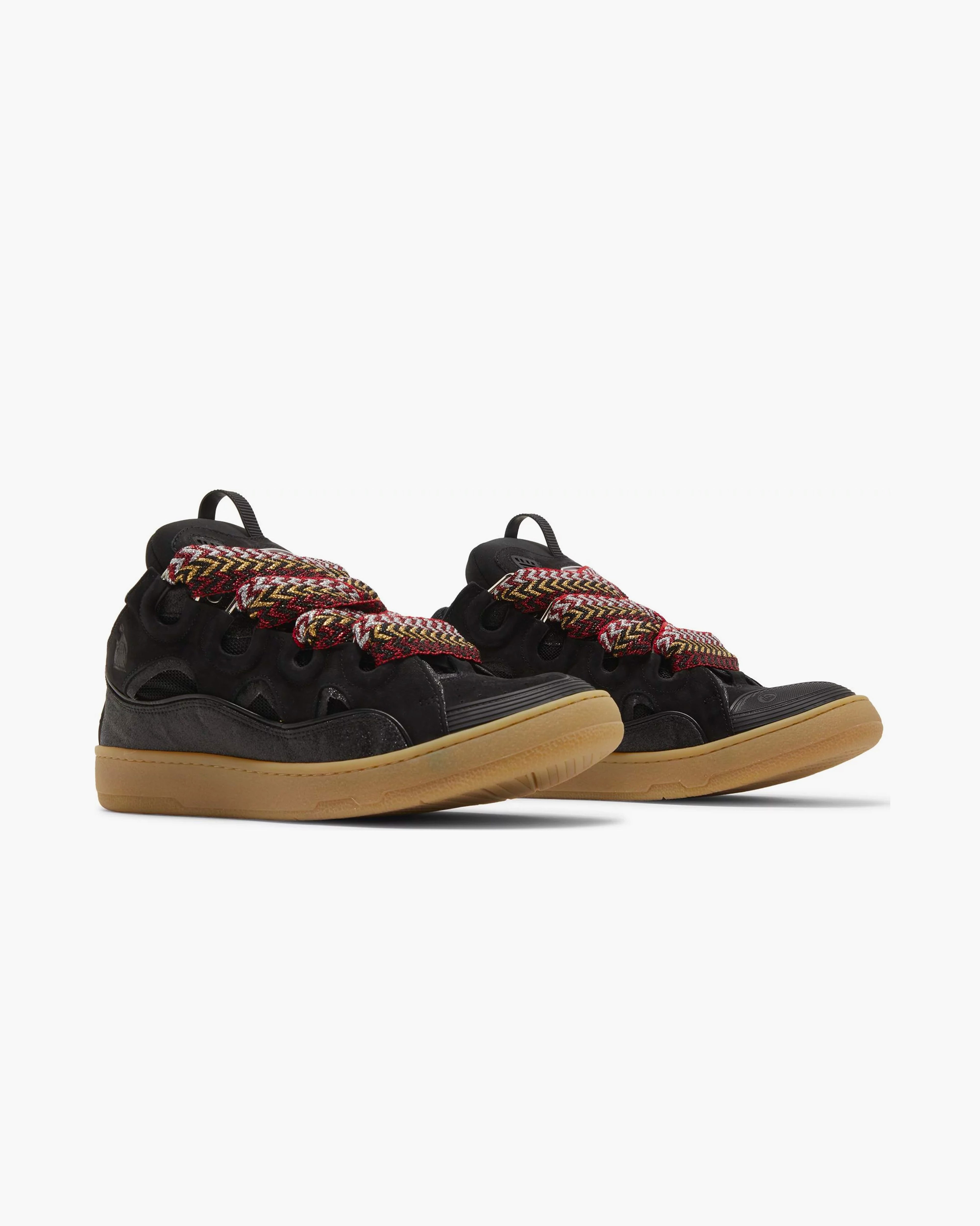 Lanvin Leather Curb Sneaker Black Gum Strap