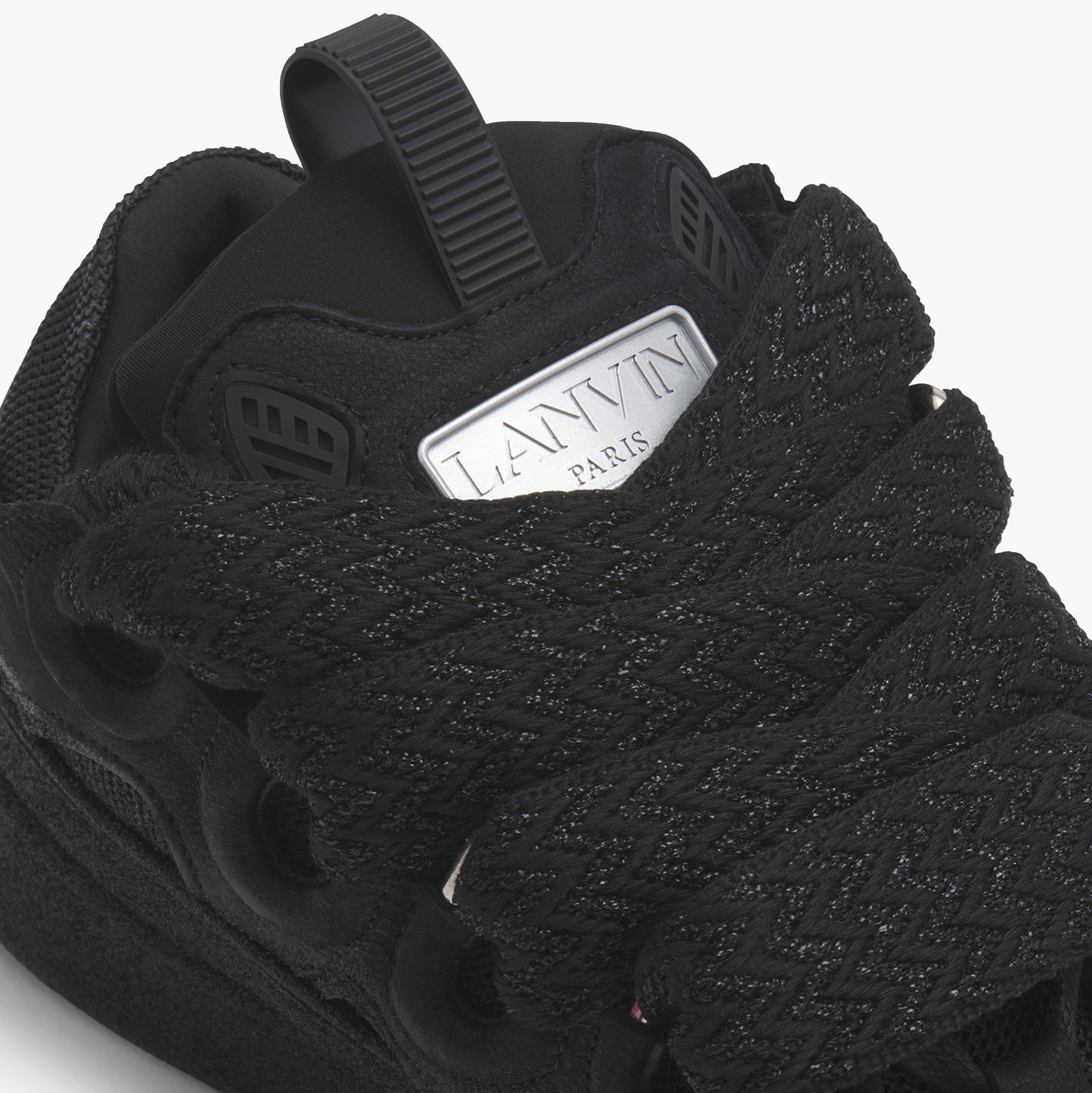 Lanvin Leather Curb Sneaker Strass Black
