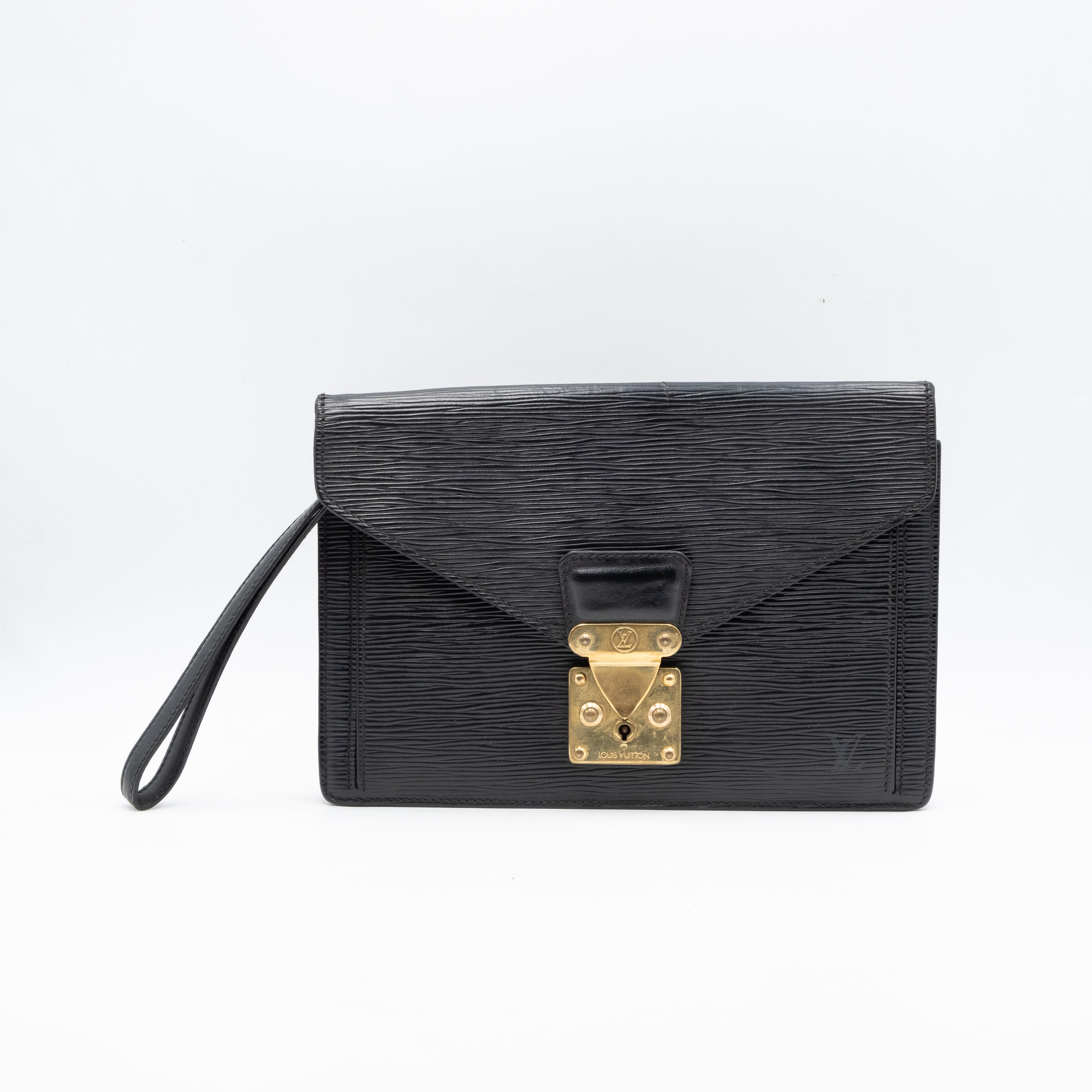 Louis Vuitton Sac Pochette avec Dragonne Cuir Epi Noir