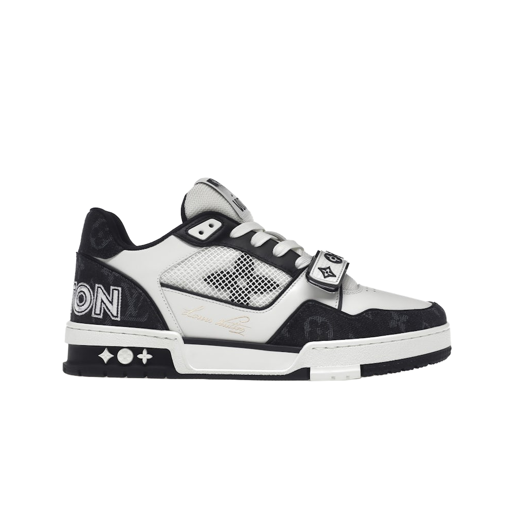 Louis Vuitton Trainer Velcro Strap Monogram Denim Black White