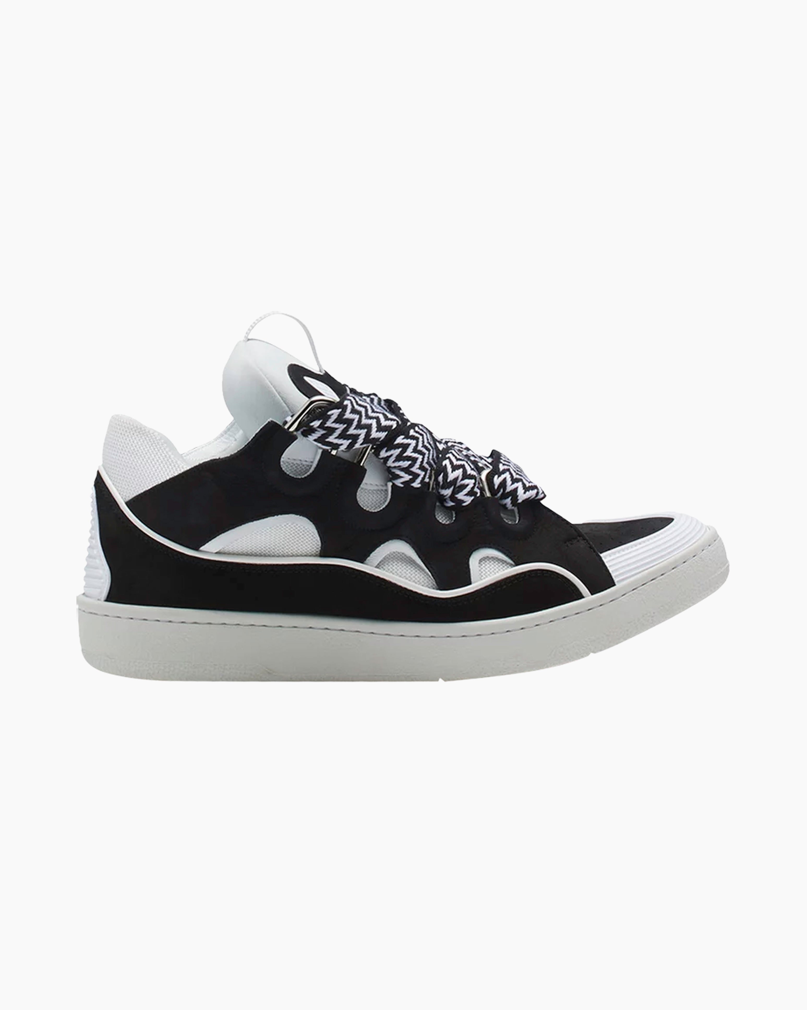 Leather Curb Sneaker White Black