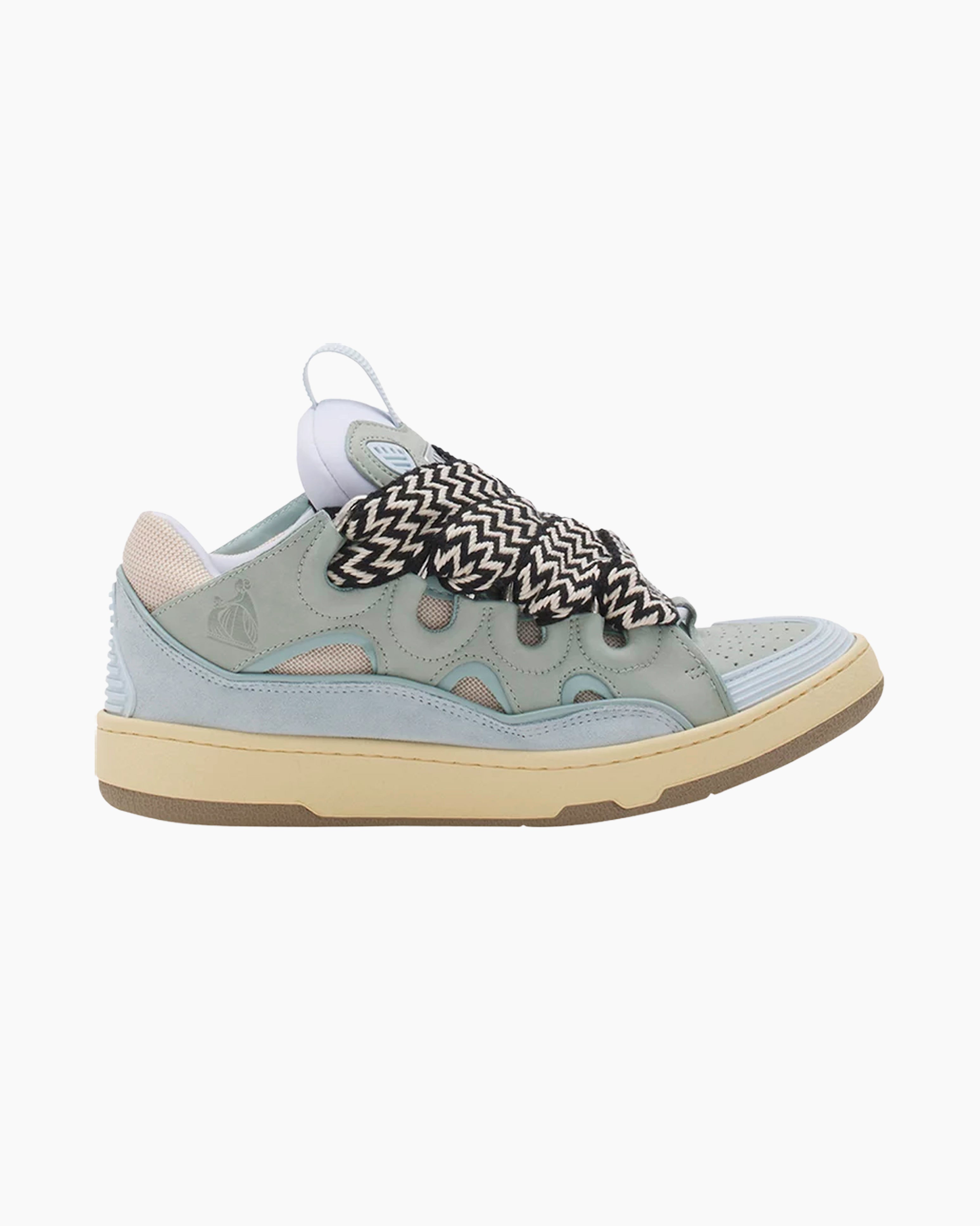 Leather Curb Sneaker Pale Blue