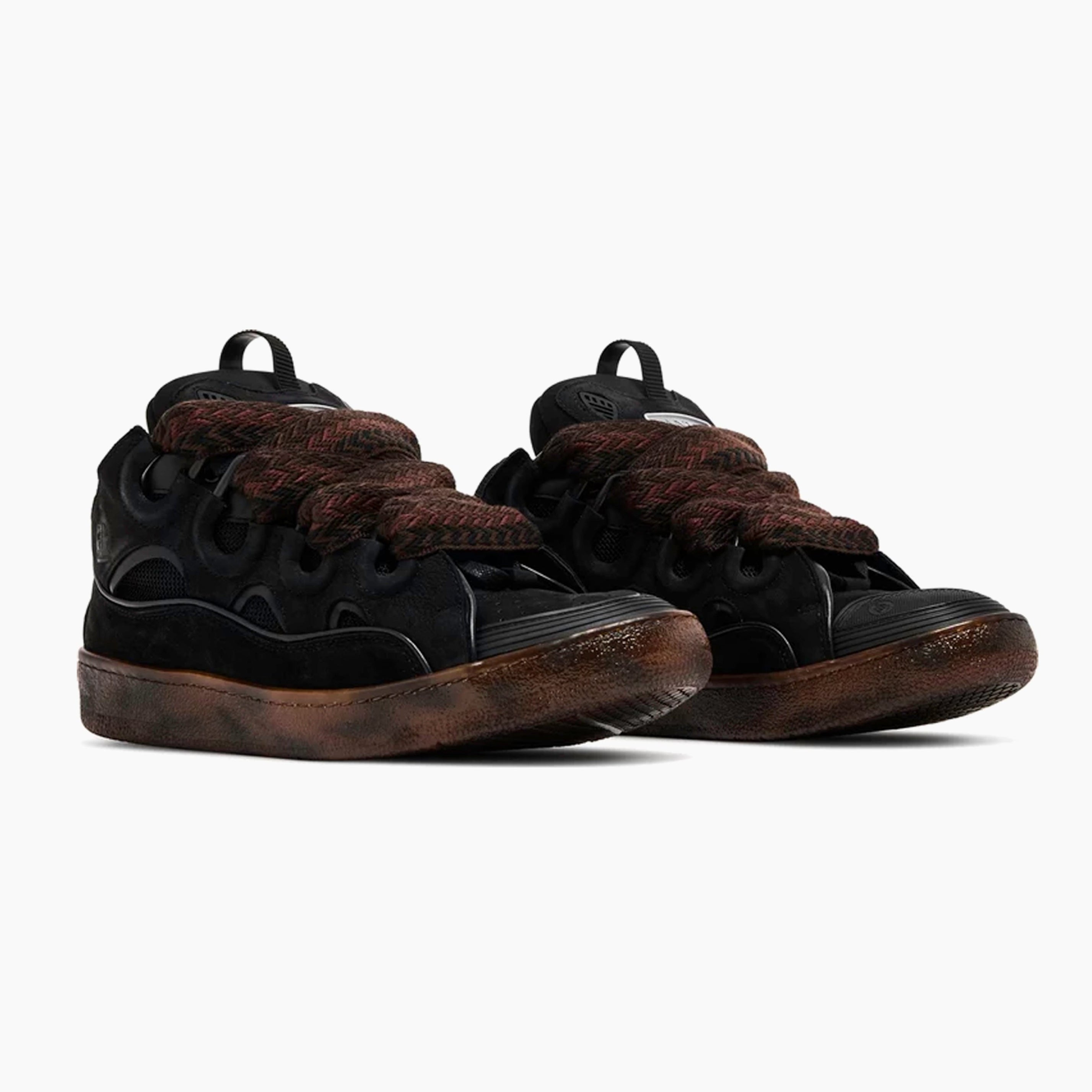 Lanvin Leather Curb Sneaker Dark Brown