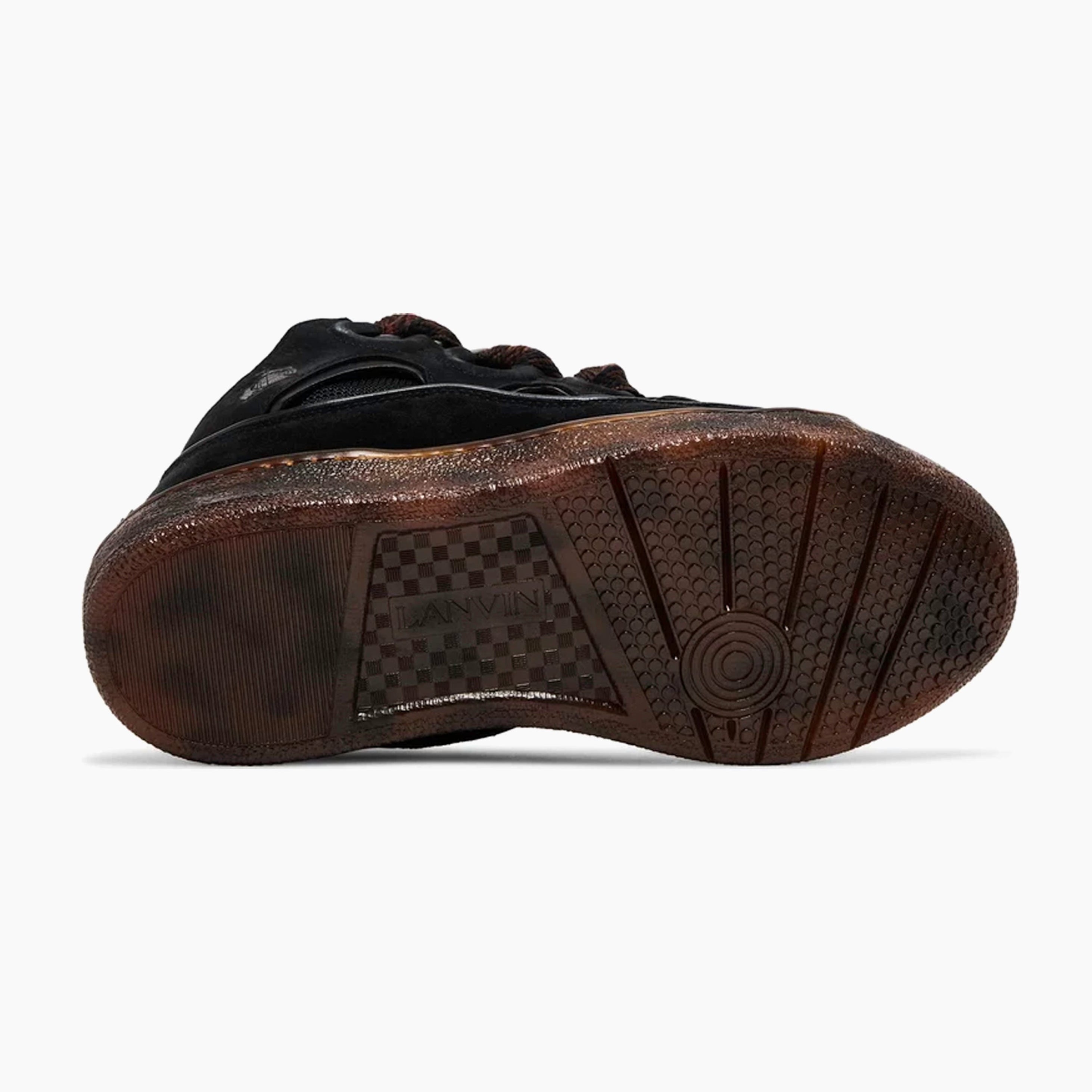 Lanvin Leather Curb Sneaker Dark Brown