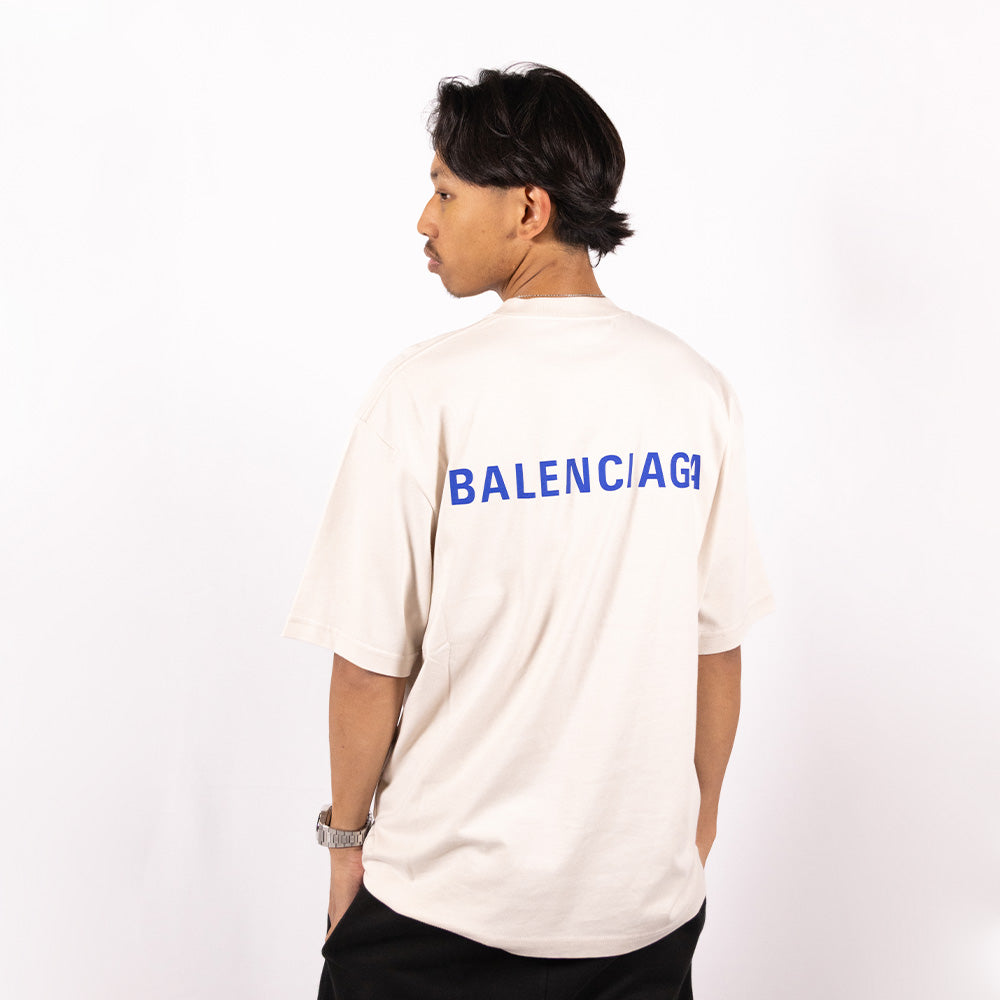 Balenciaga Back Logo T-Shirt Cream
