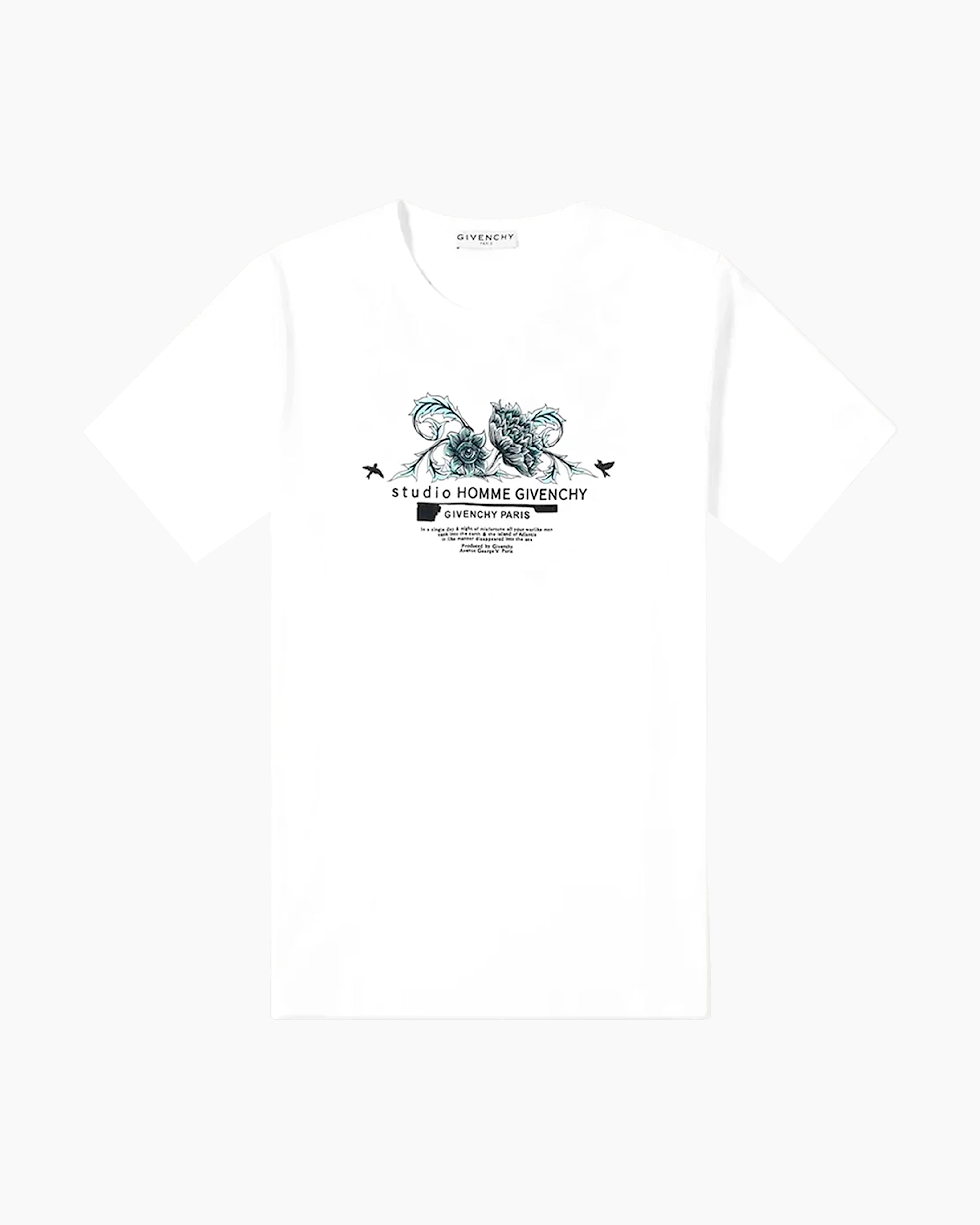 T-Shirt - Aqua Floral Print - White