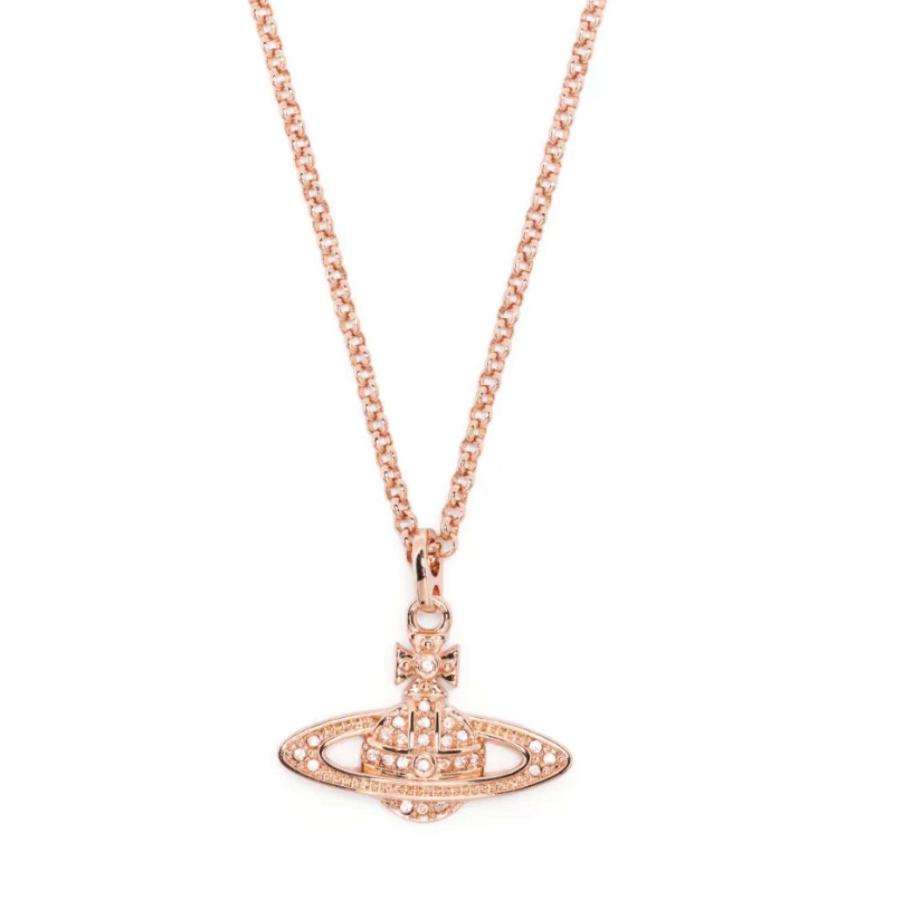 Vivienne Westwood Mini Bas Relief Orb Necklace Pink Silver
