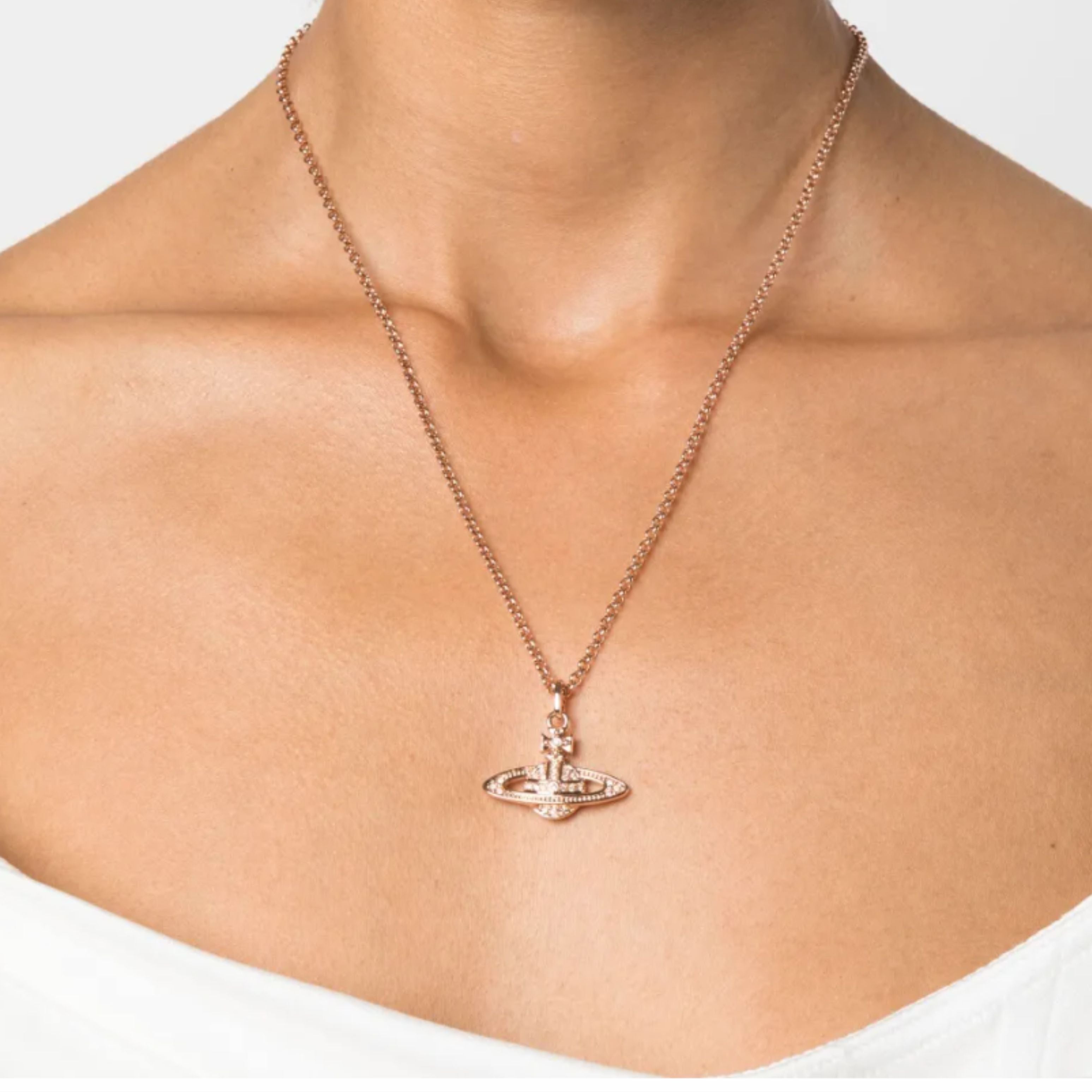 Vivienne Westwood Mini Bas Relief Orb Necklace Pink Silver